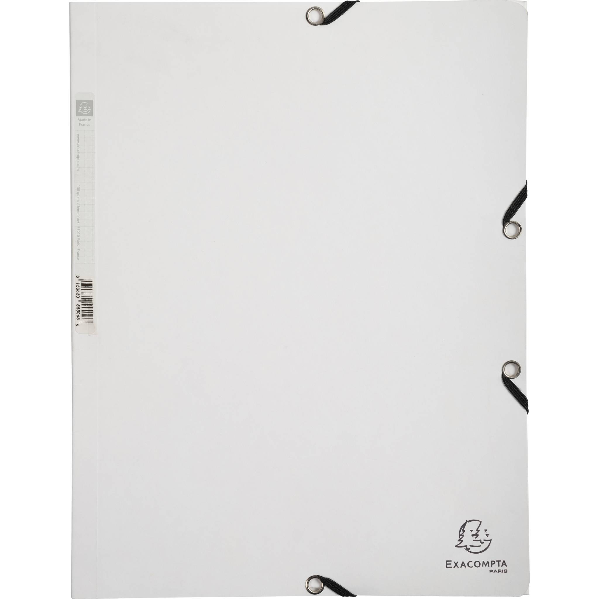 Exacompta 25x Sammelmappe + Gummizug 3 Klappen Karton 400g/m2 A4 Weiß 55506E