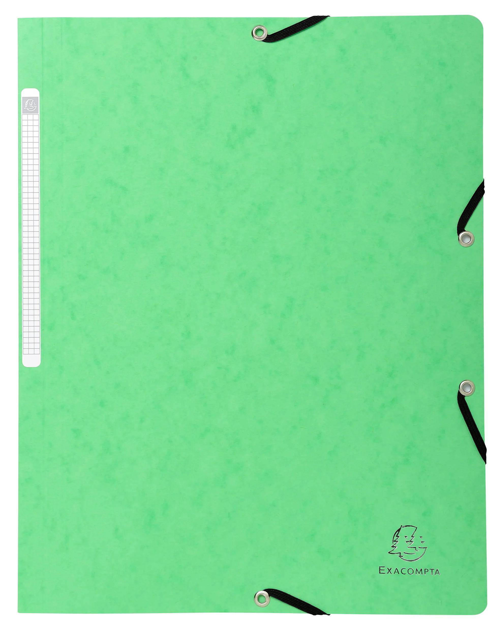 Exacompta 25x Eckspannmappe + Gummizug ohne Klappen, Karton, A4, Lindgrün, 5563E