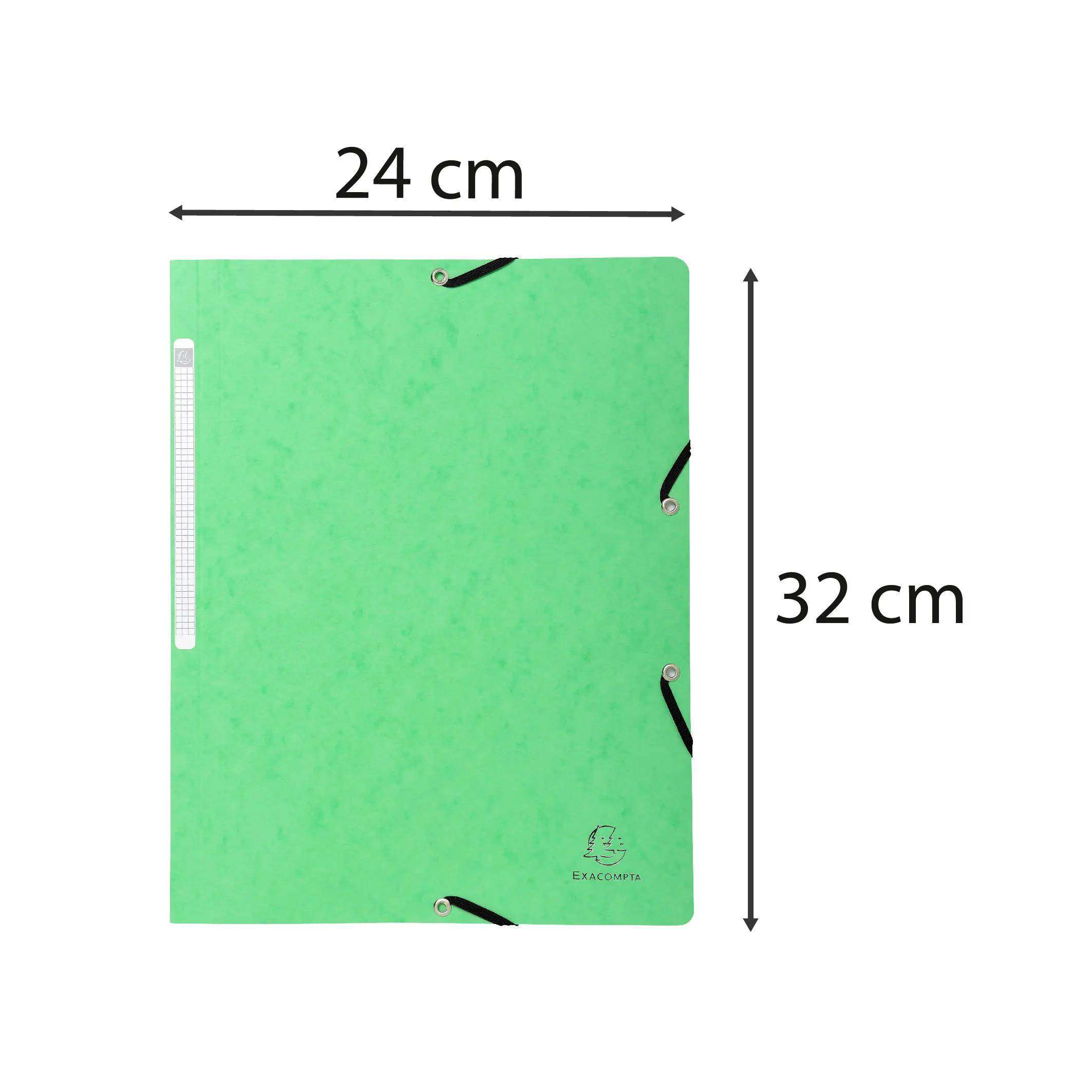 Exacompta 25x Eckspannmappe + Gummizug ohne Klappen, Karton, A4, Lindgrün, 5563E