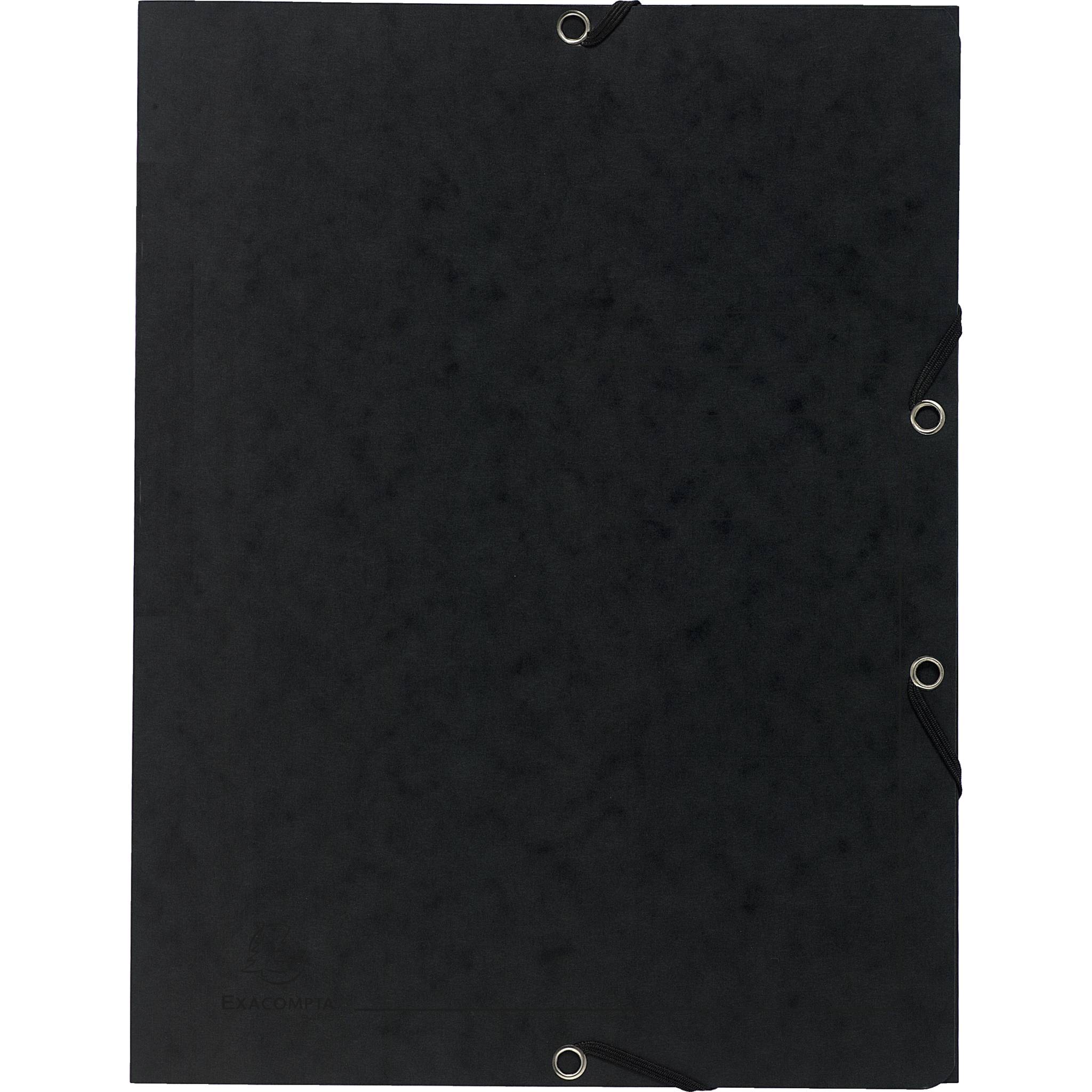 Exacompta 25x Sammelmappe + Gummizug 3 Klappen Karton 355g/m2 A4 Schwarz 55401E