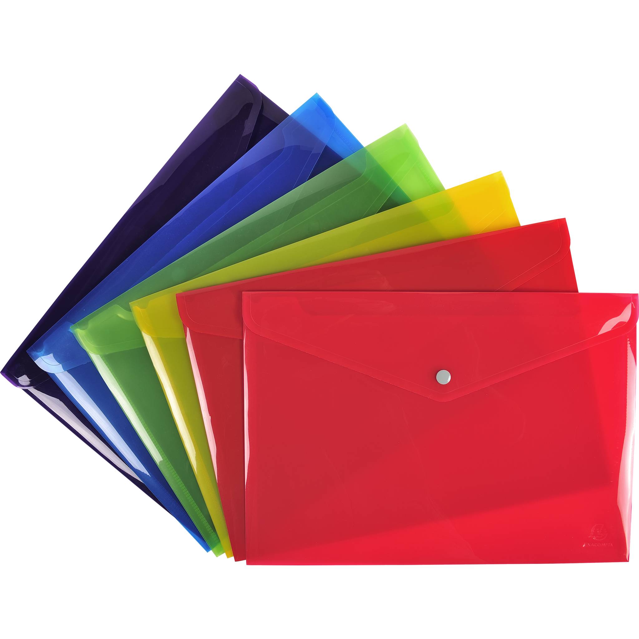 Exacompta 30x Tasche mit Druckknopf Iderama aus PP - Farben sortiert - 34450E