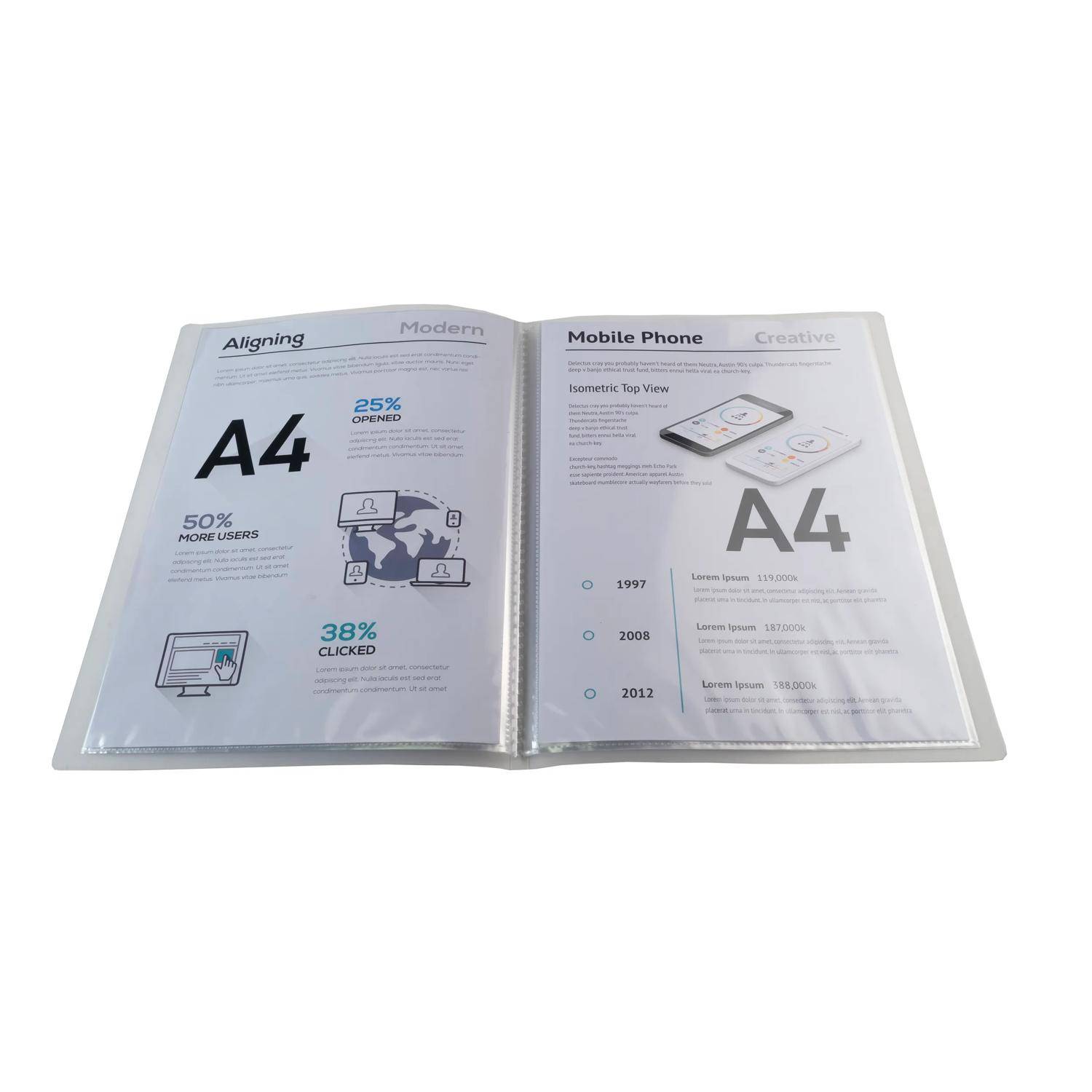 Exacompta 12x Sichtmappe PP 500µ + 40 Hüllen , A4, Kristall, 85460E
