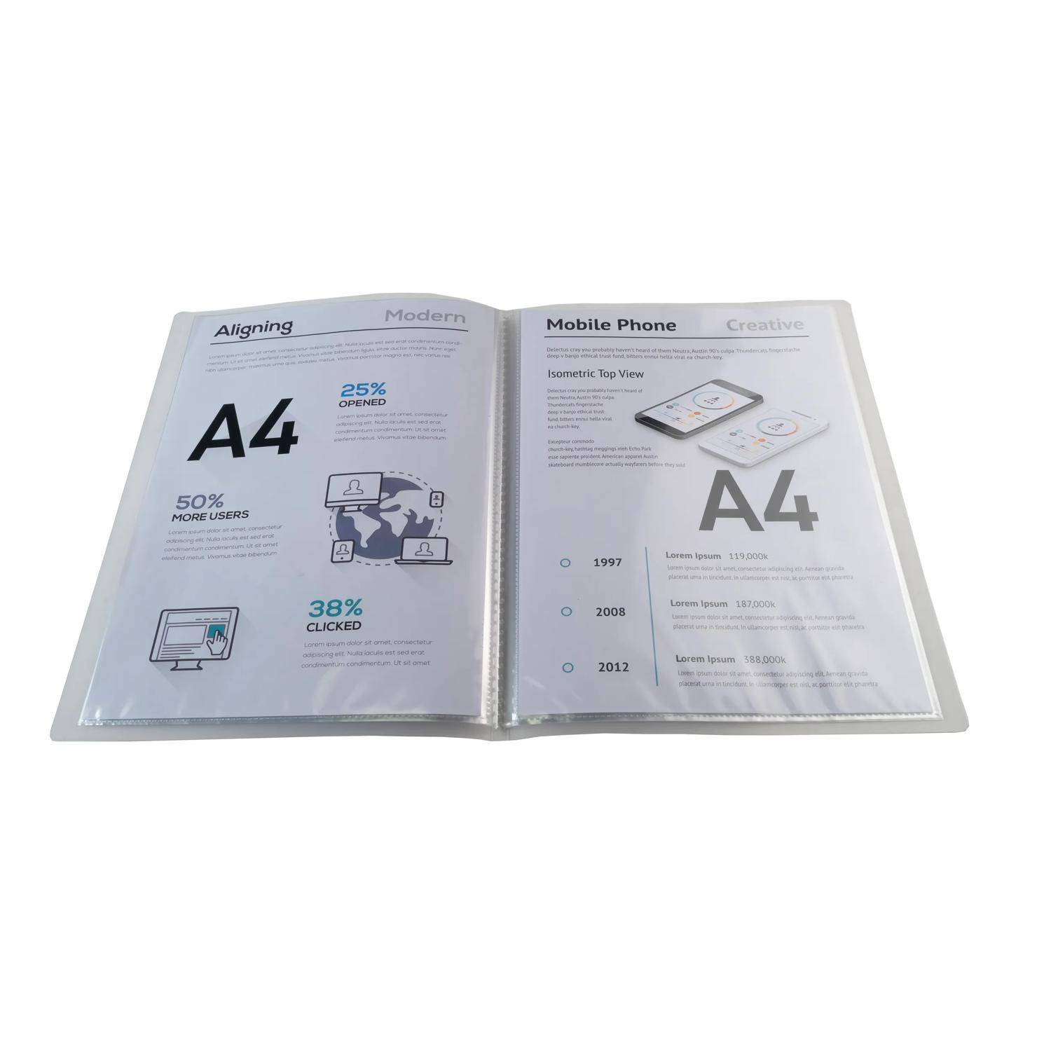 Exacompta 12x Sichtmappe PP 500µ + 40 Hüllen , A4, Kristall, 85460E