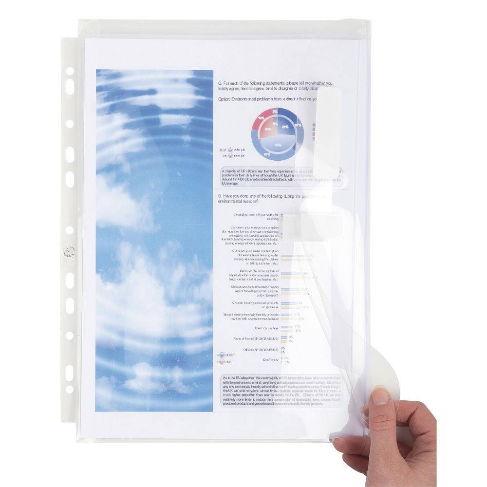 Exacompta 4x Beutel 10 gelochten Schutzhüllen A4 Klettverschluss Kristall 5505E