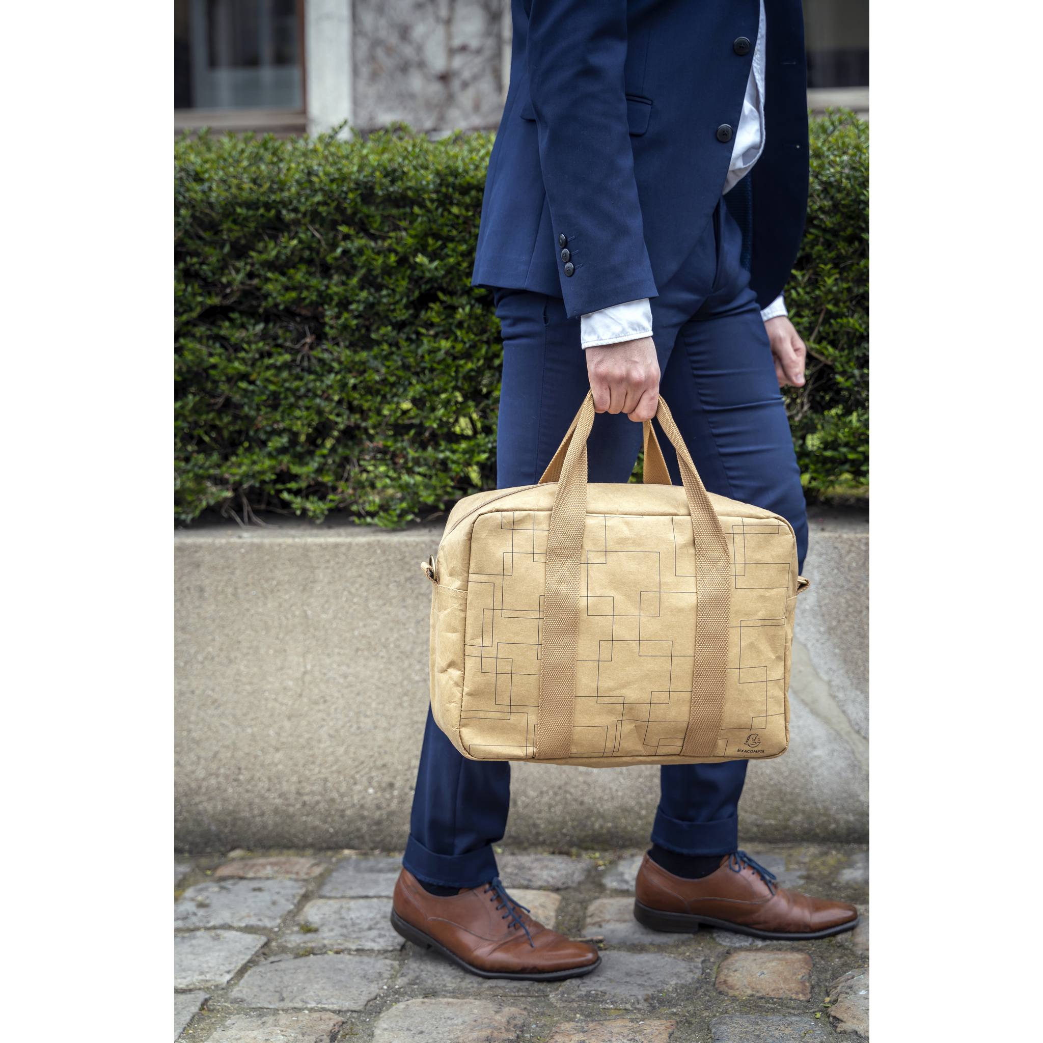 Exacompta 17660E Tasche 39x29x15cm aus Papier in Lederoptik, Eterneco - Braun geometrische Motive