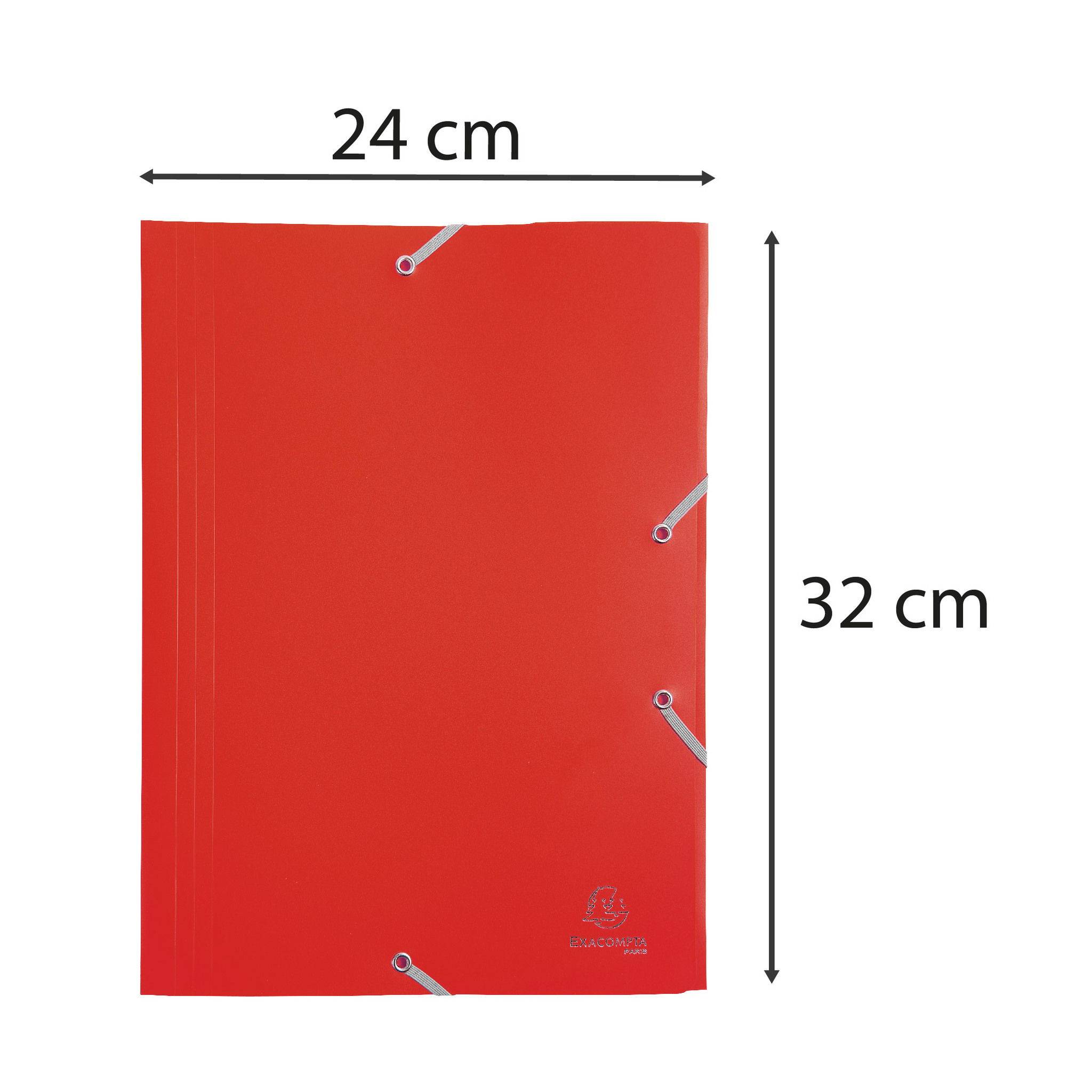 Exacompta 30x Sammelmappe +Gummizug 3 Klappen PP 400µ Eco A4 Rot 55905E