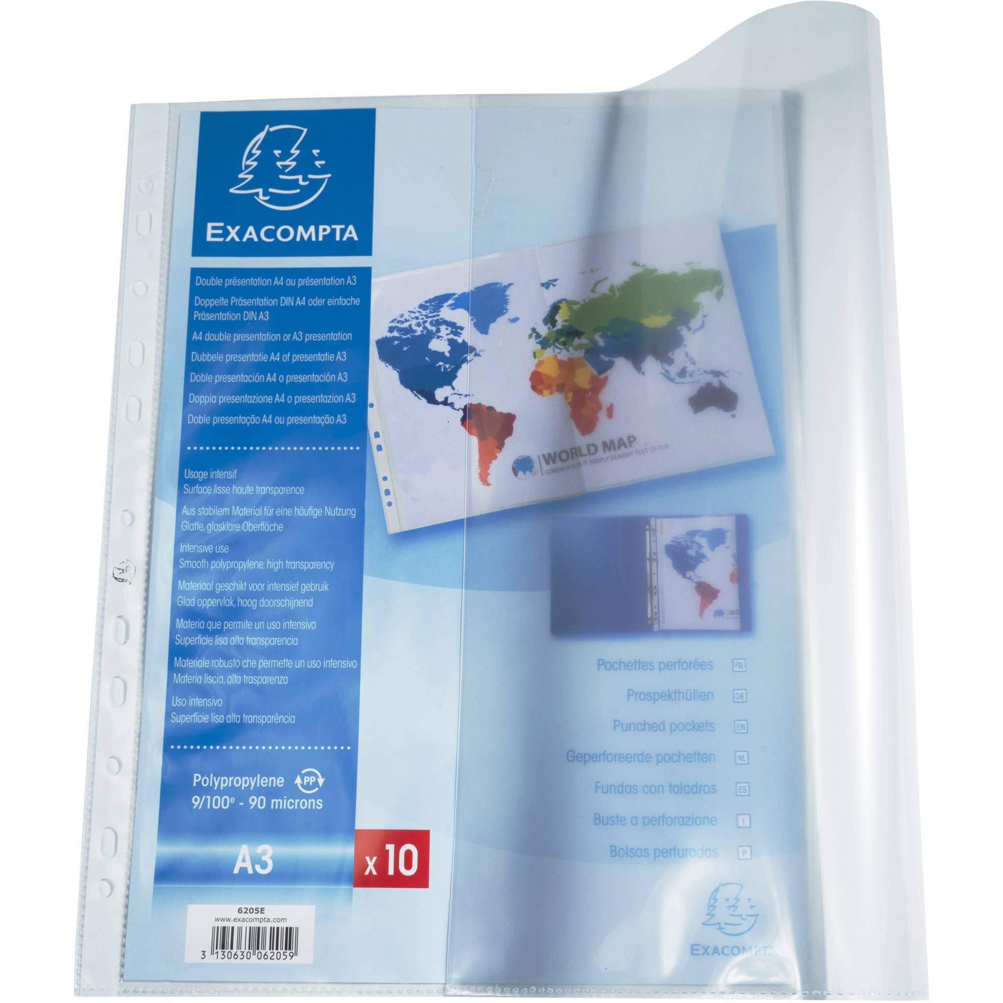 Exacompta 5x Prospekthüllen fein genarbtem PP A3 gefaltet Transparent 6205E