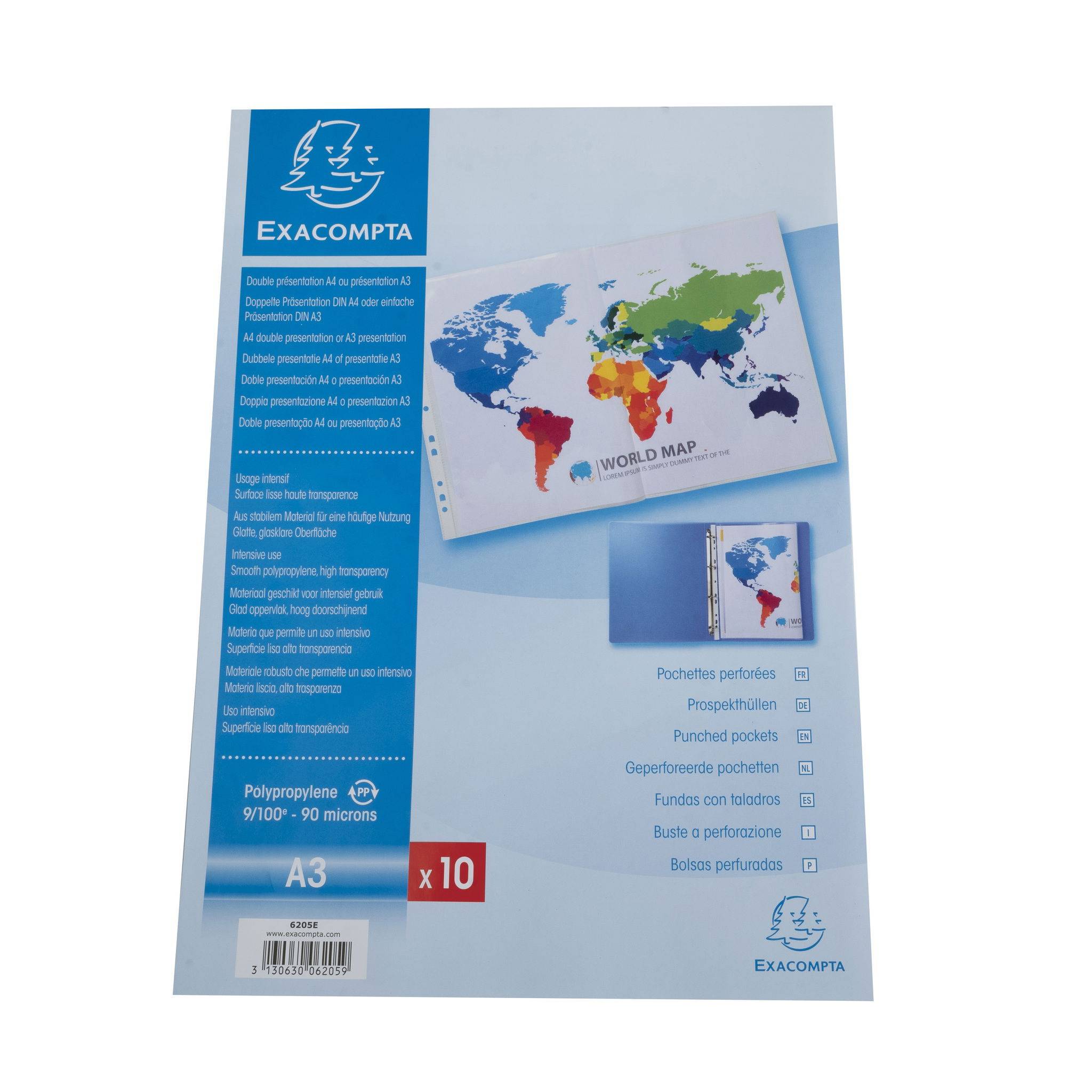 Exacompta 5x Prospekthüllen fein genarbtem PP A3 gefaltet Transparent 6205E