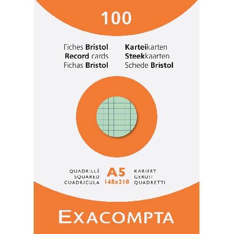 Exacompta 10x Karteikarten A5 kariert Faltschachtel + 100 Stück sortiert 13378E