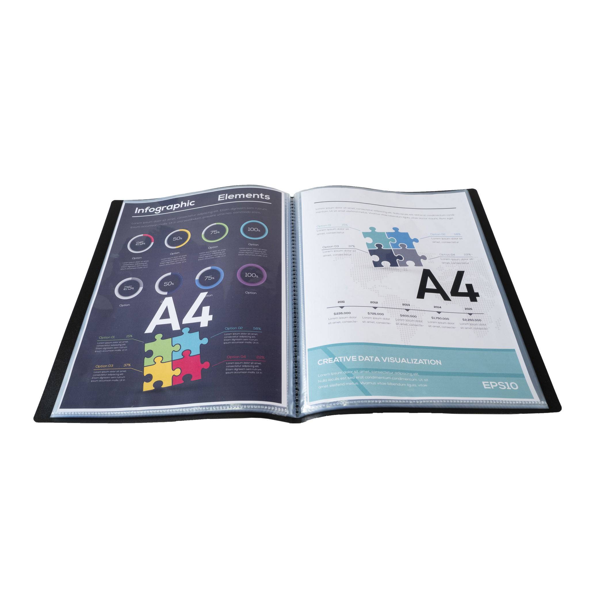 Exacompta 8x Sichtmappe aus PP 500µ, 60 Kristallhüllen OPAK, A4, Schwarz, 8861E