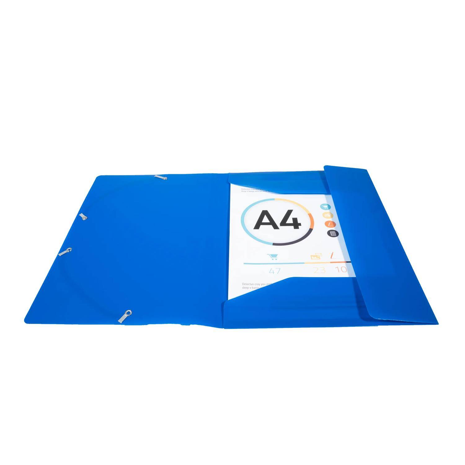 Exacompta 30x Sammelmappe +Gummizug 3 Klappen PP 400µ Eco A4 Blau 55902E