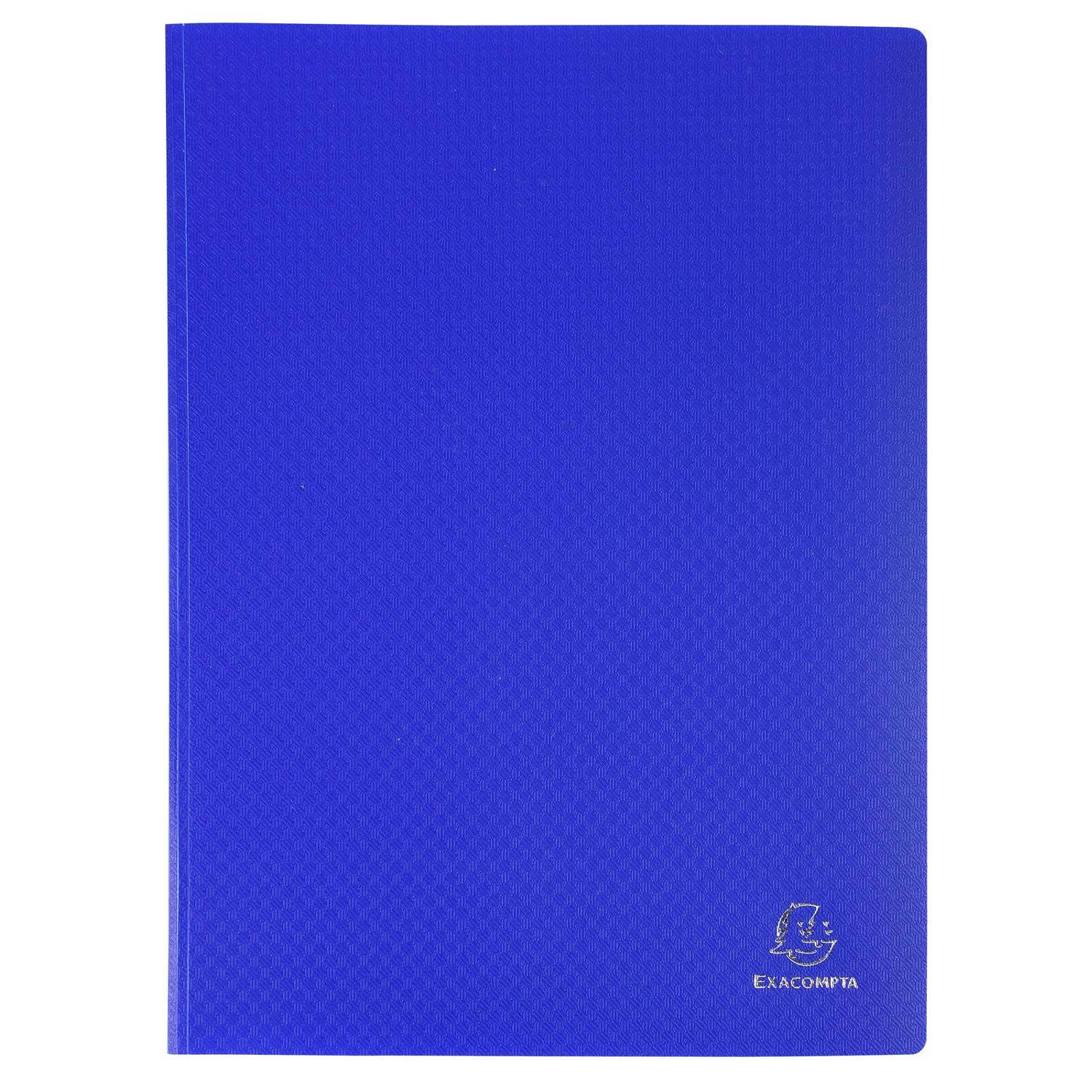 Blaues leeres Notizbuch oder Ordner mit kleinem 'Exacompta'-Logo unten rechts
