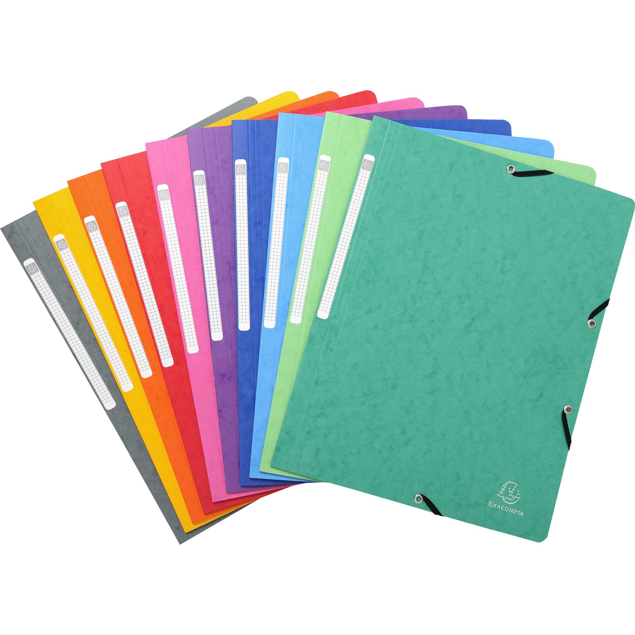 Exacompta 50x Eckspannmappe + Gummizug ohne Klappen, Karton, A4, sortiert, 5510E