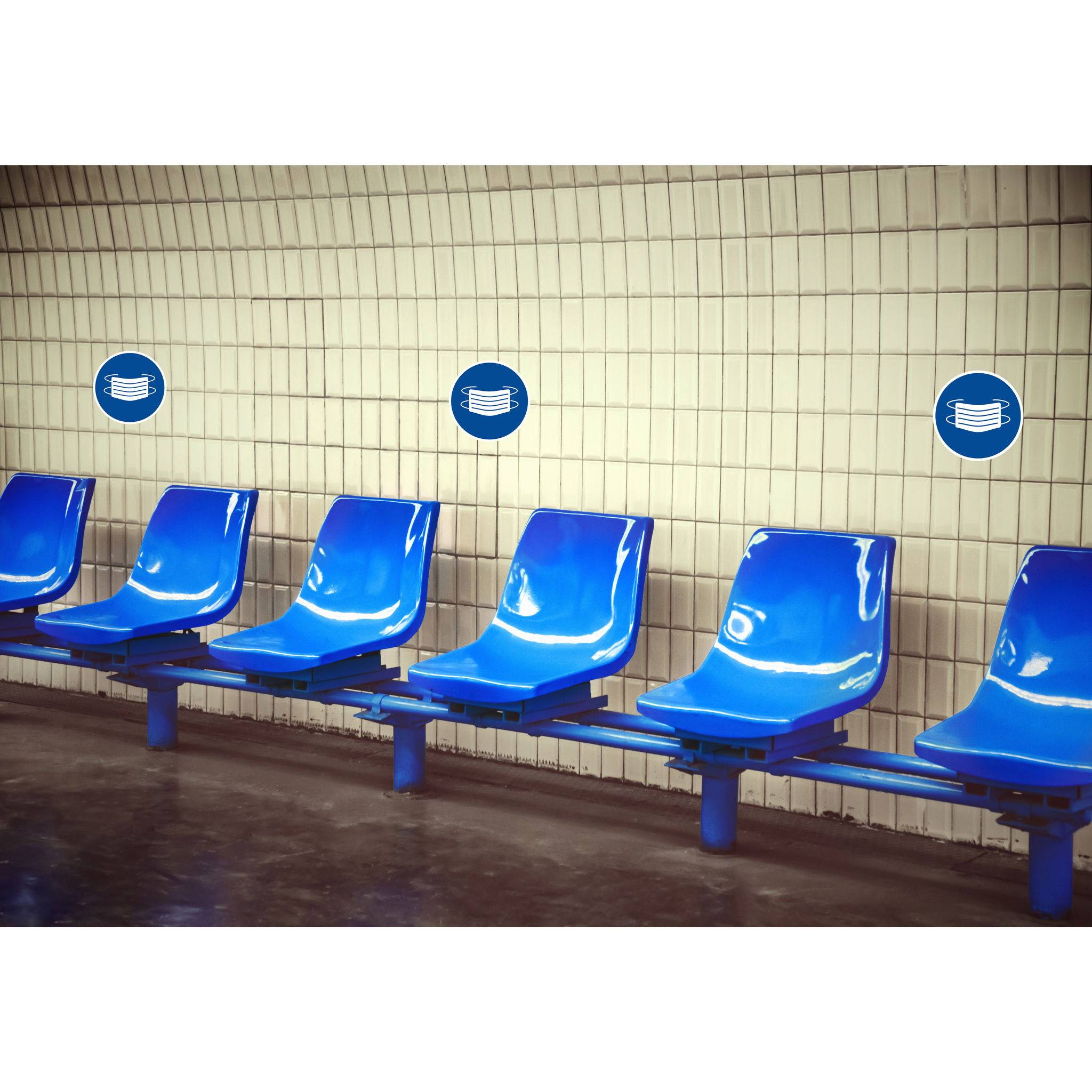 Exacompta Hinweisschild Maskenpflicht PVC selbstklebend 20 cm Blau 67021E