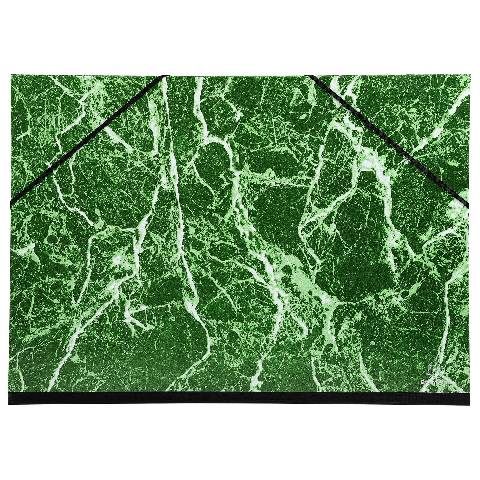 Exacompta 10x Zeichenmappe + Gummizug, marmoriert, lackiert, 37x52cm, Grün, 635E