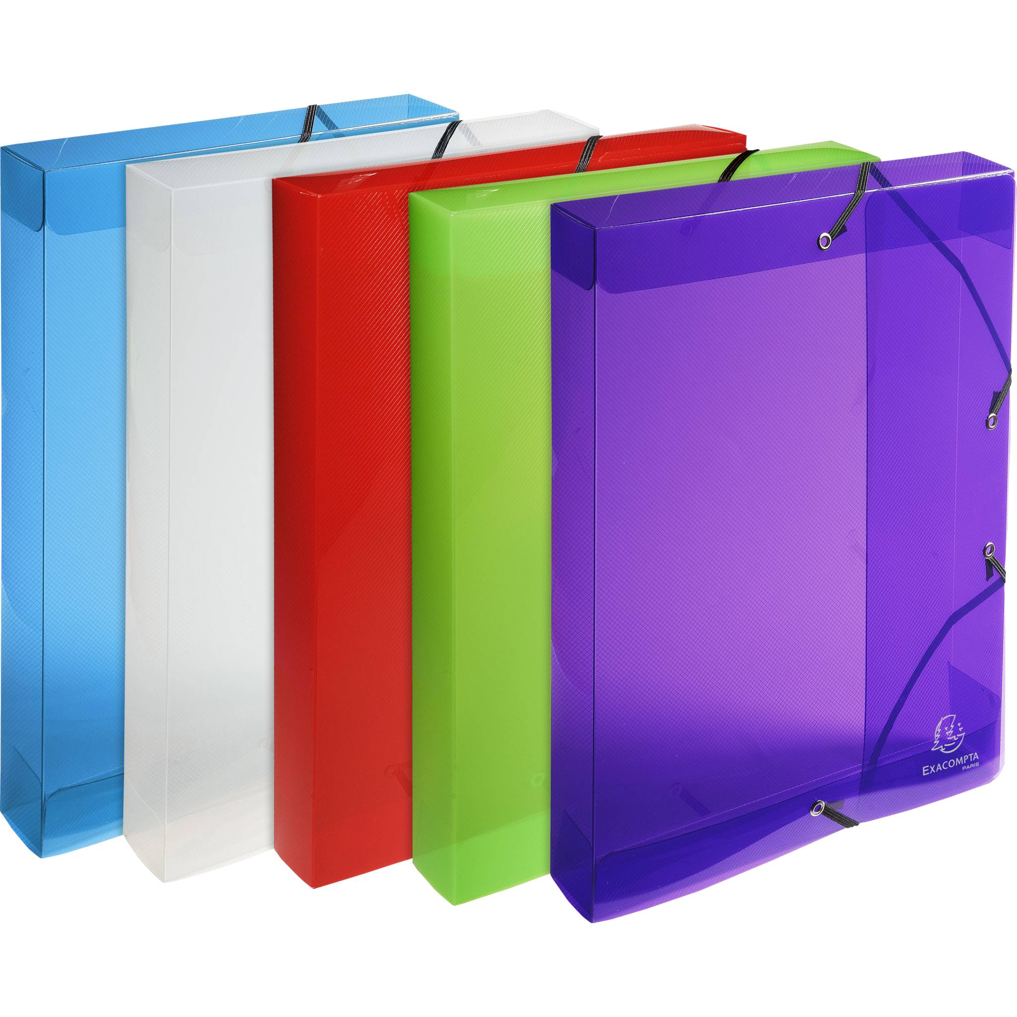 Exacompta 8x Archivbox PP 700µ Rücken 40mm 25x33 cm A4 Crystal sortiert 59610E