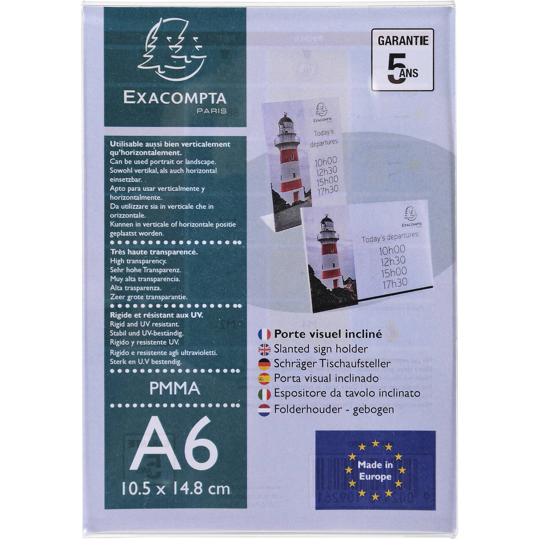 Exacompta 30x schräger Tischaufsteller A6 Hochformat/Querformat Kristall 86058D
