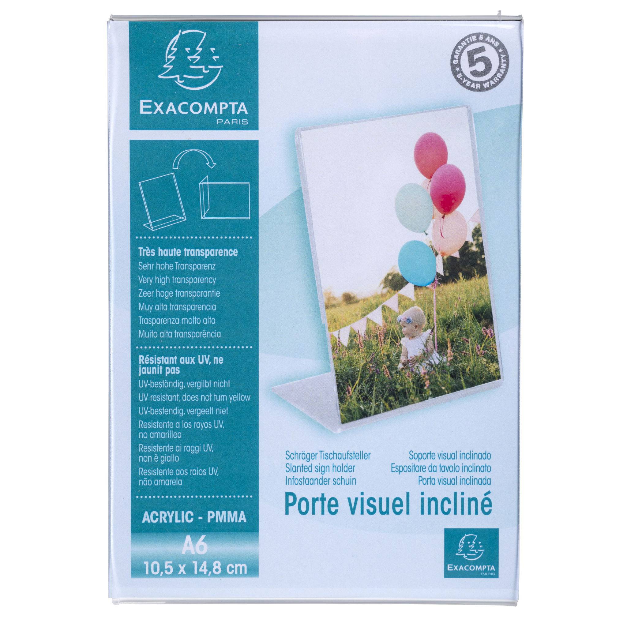 Exacompta 30x schräger Tischaufsteller A6 Hochformat/Querformat Kristall 86058D