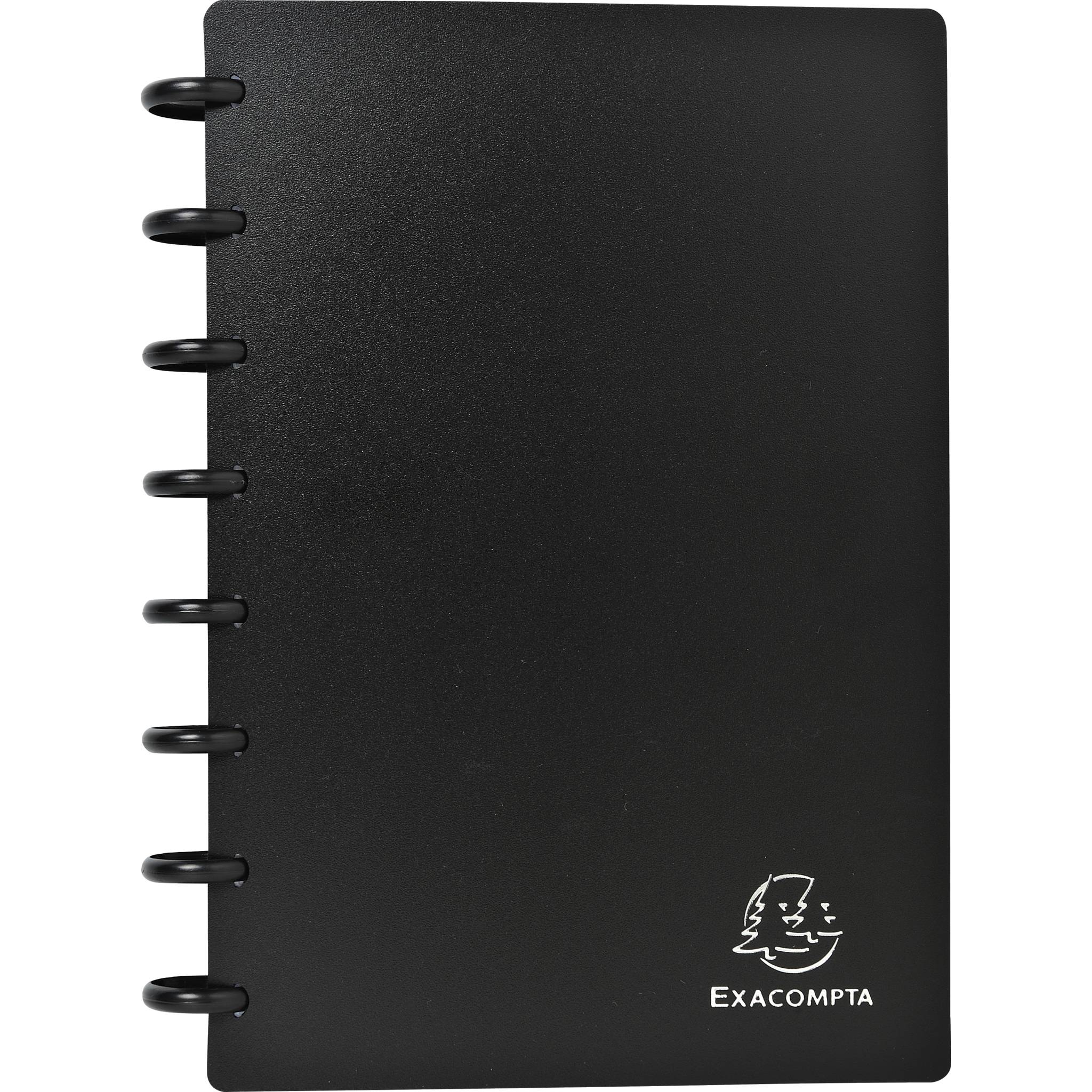 Exacompta 5x Visitenkartenbuch + Ringen PP 800µ für 120 Karten, Schwarz, 75151E