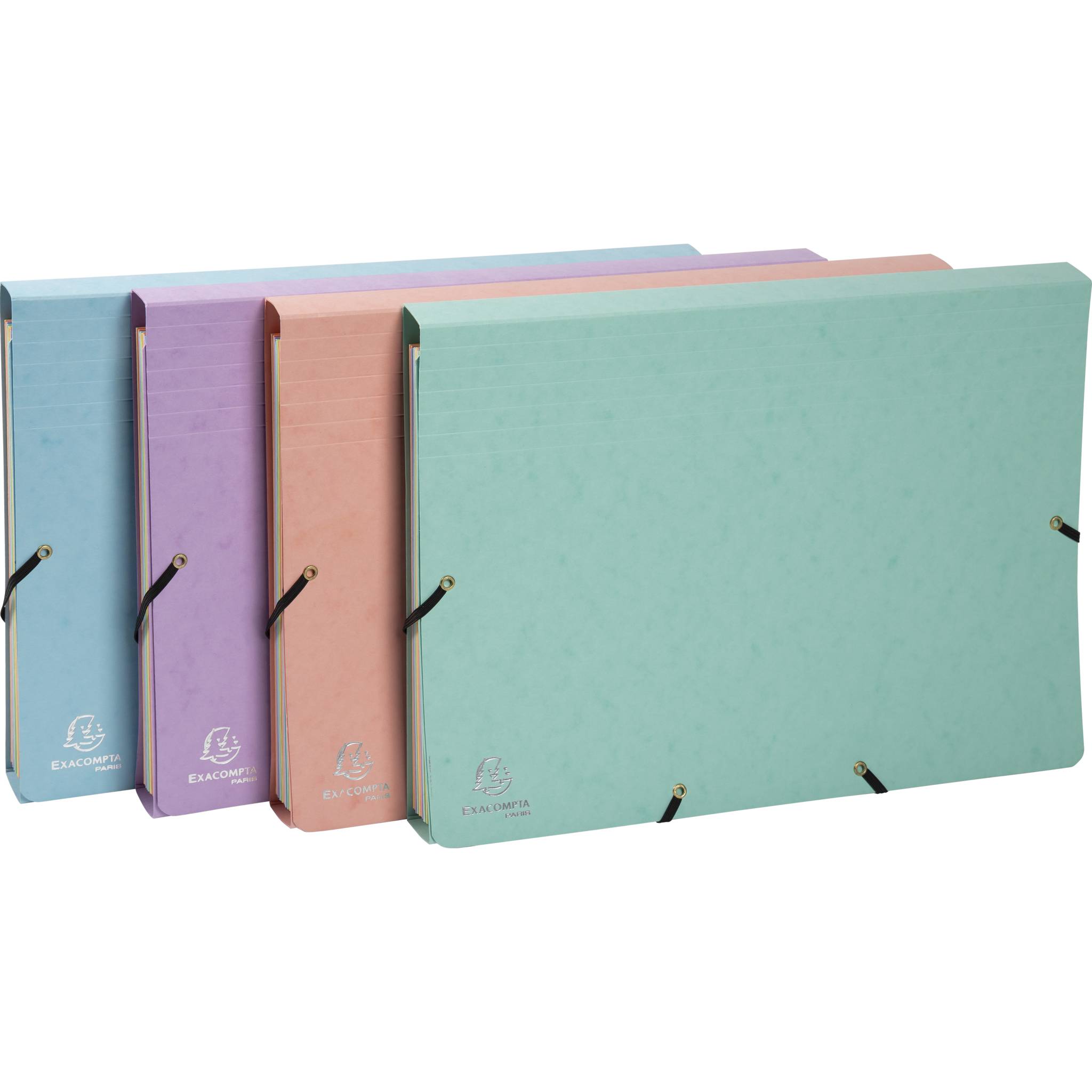 Exacompta 4x Fächermappe mehrfarbig Karton 12 Fächer 34x245cm sortiert 58560E