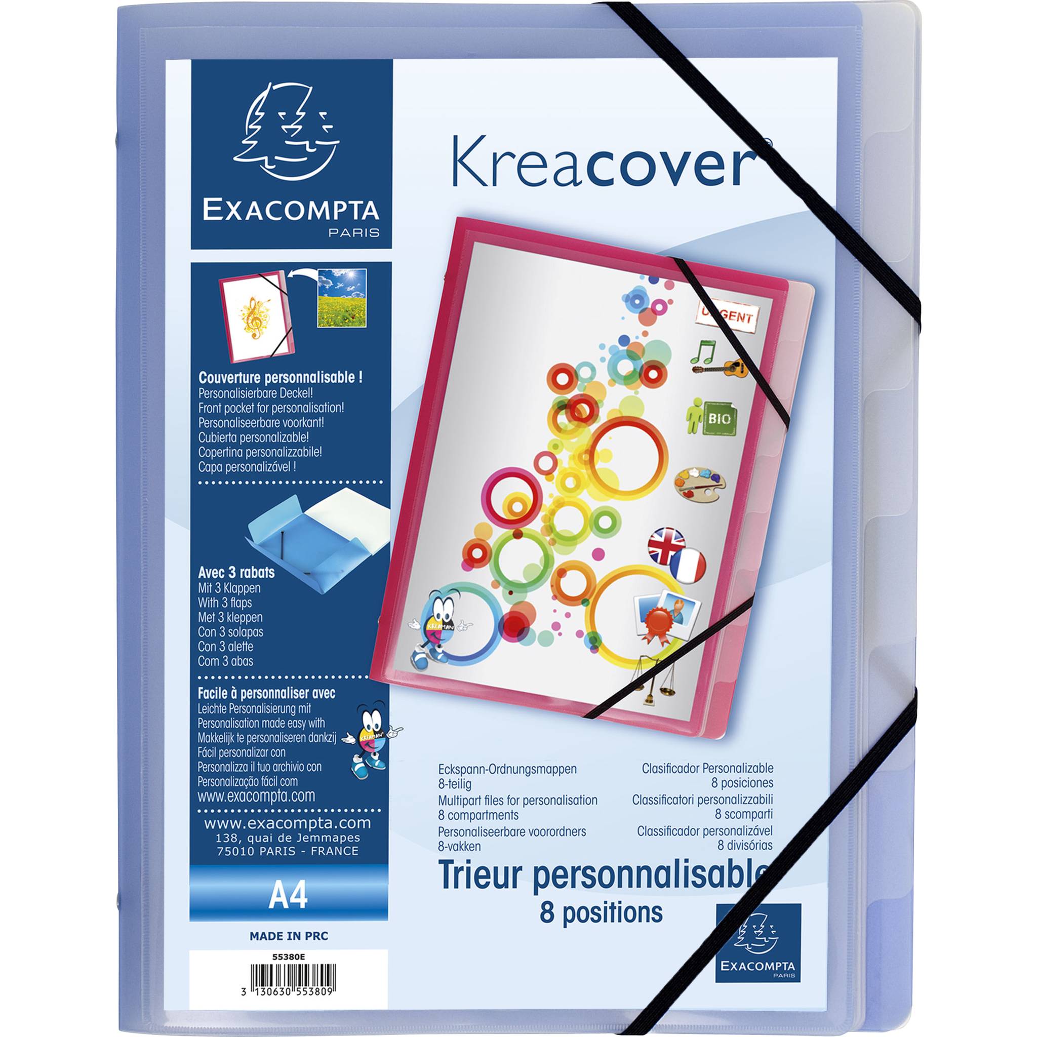 Exacompta 10x Eckspann-Ordnungsmappe 3 Klappen A4 sortiert 55380E