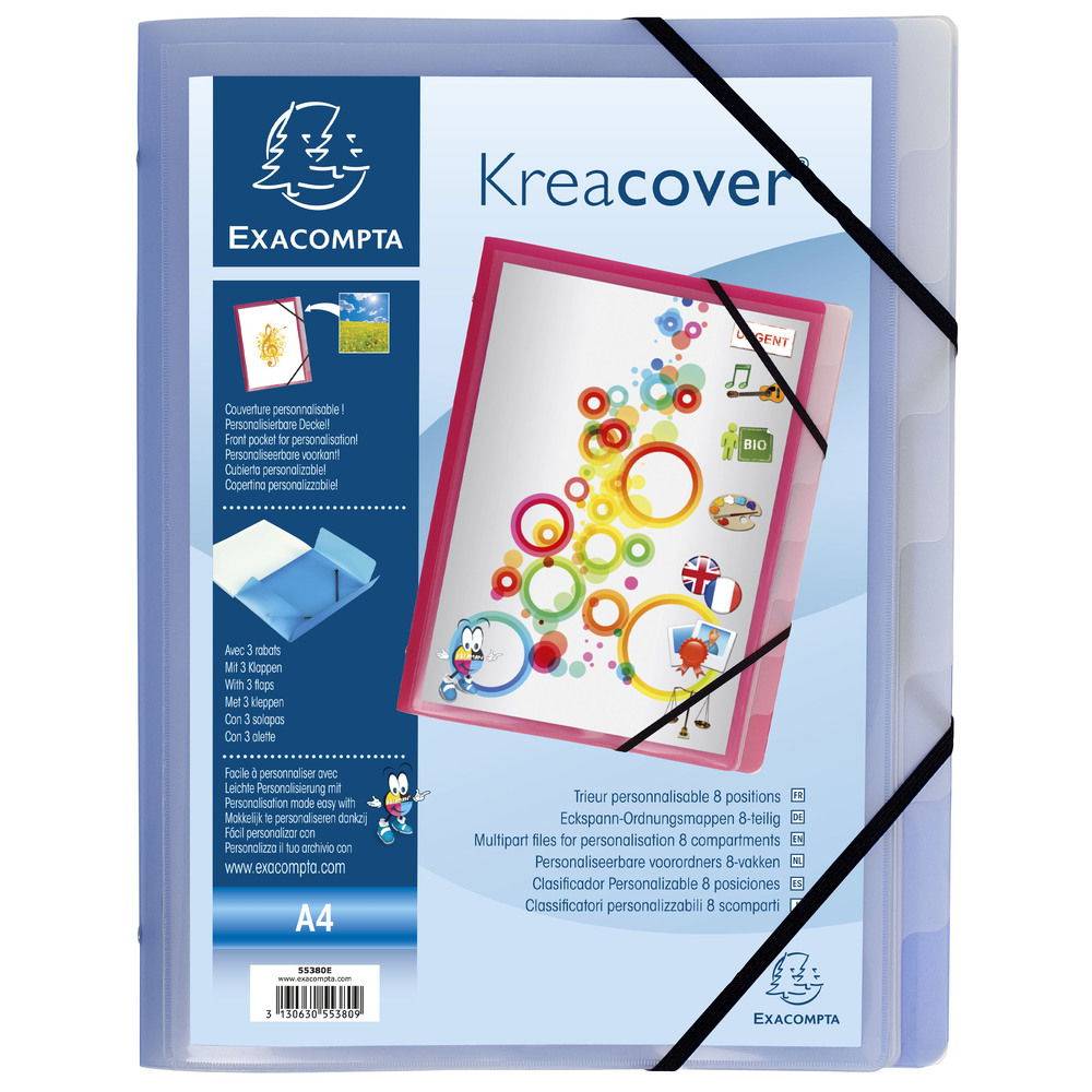 Exacompta 10x Eckspann-Ordnungsmappe 3 Klappen A4 sortiert 55380E