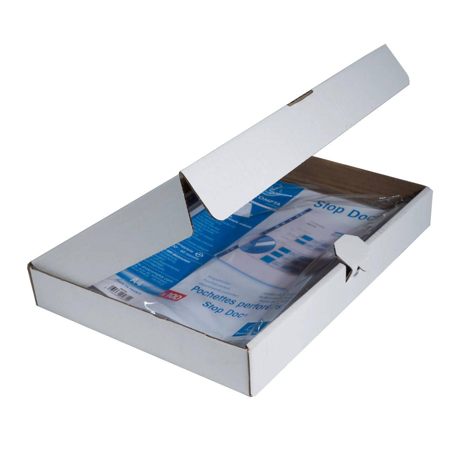 Exacompta 4x 25 Prospekthüllen gelocht Stop Doc glattem PP 60µ A4 Kristall 5875E