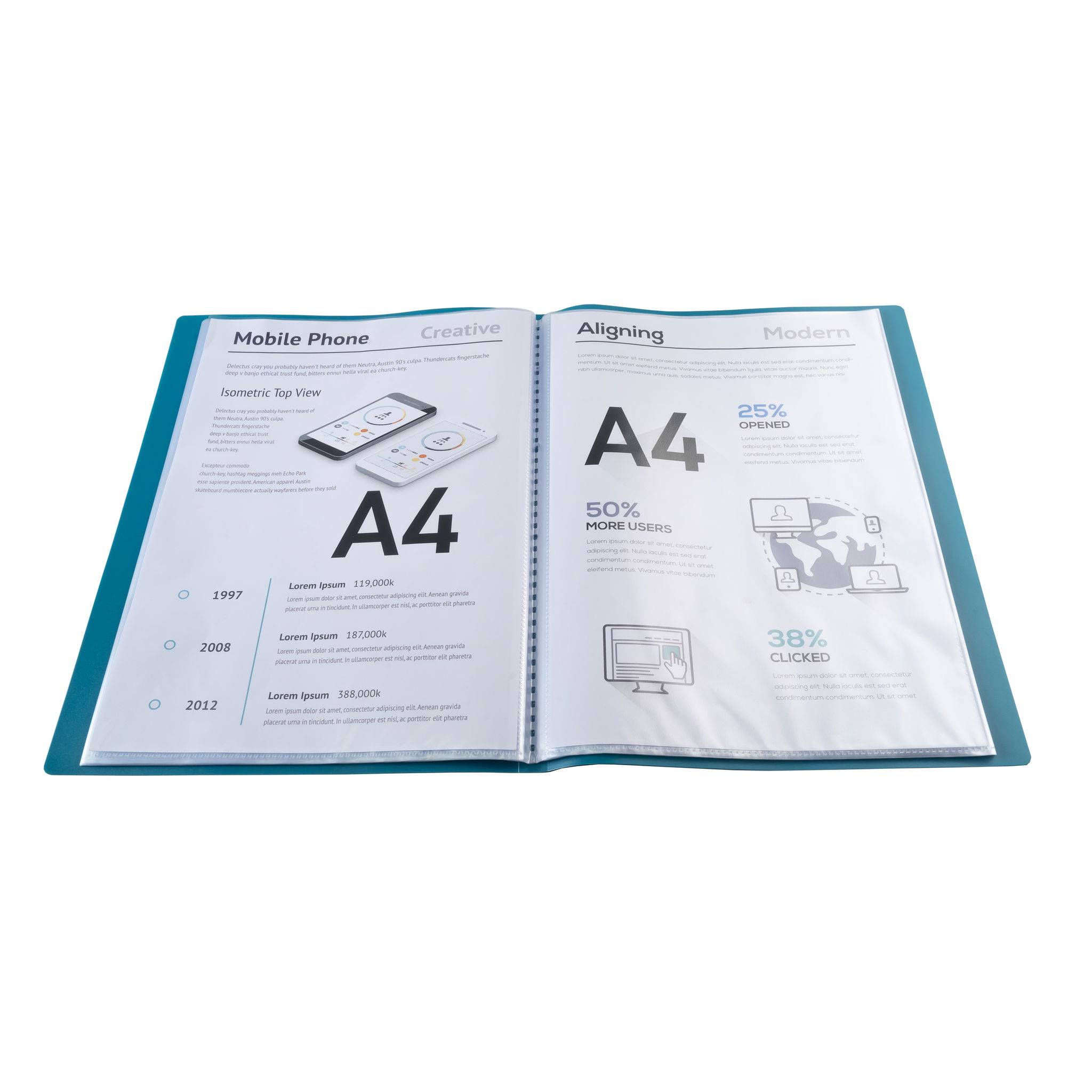 Exacompta 12x Sichtmappe A4 flexiblem Polypropylen, 40 Hüllen, Dunkelgrün, 8543E