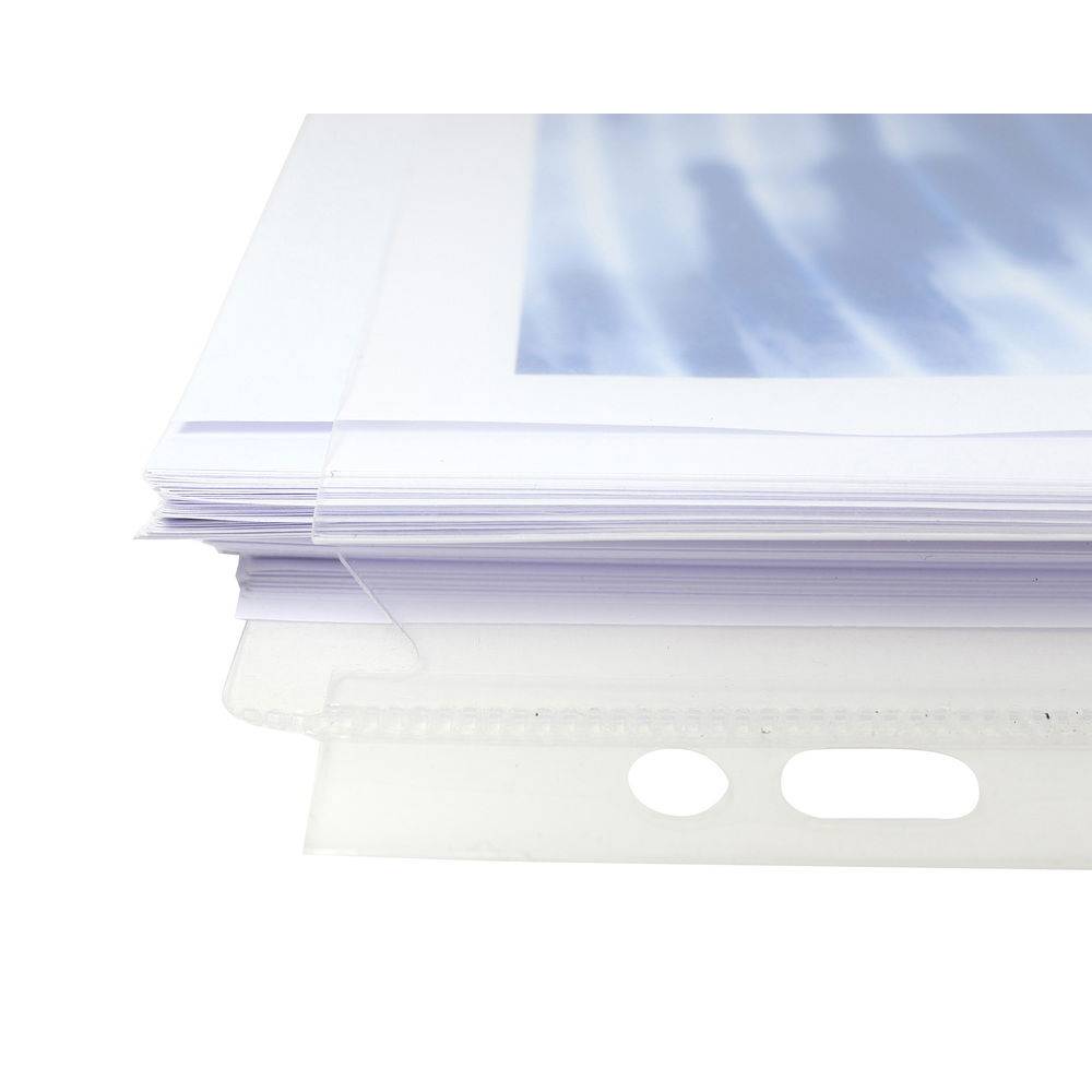 Exacompta 5x 10 Schutzhüllen oben geöffnet Lasche Faltenrücken A4 Kristall 5507E