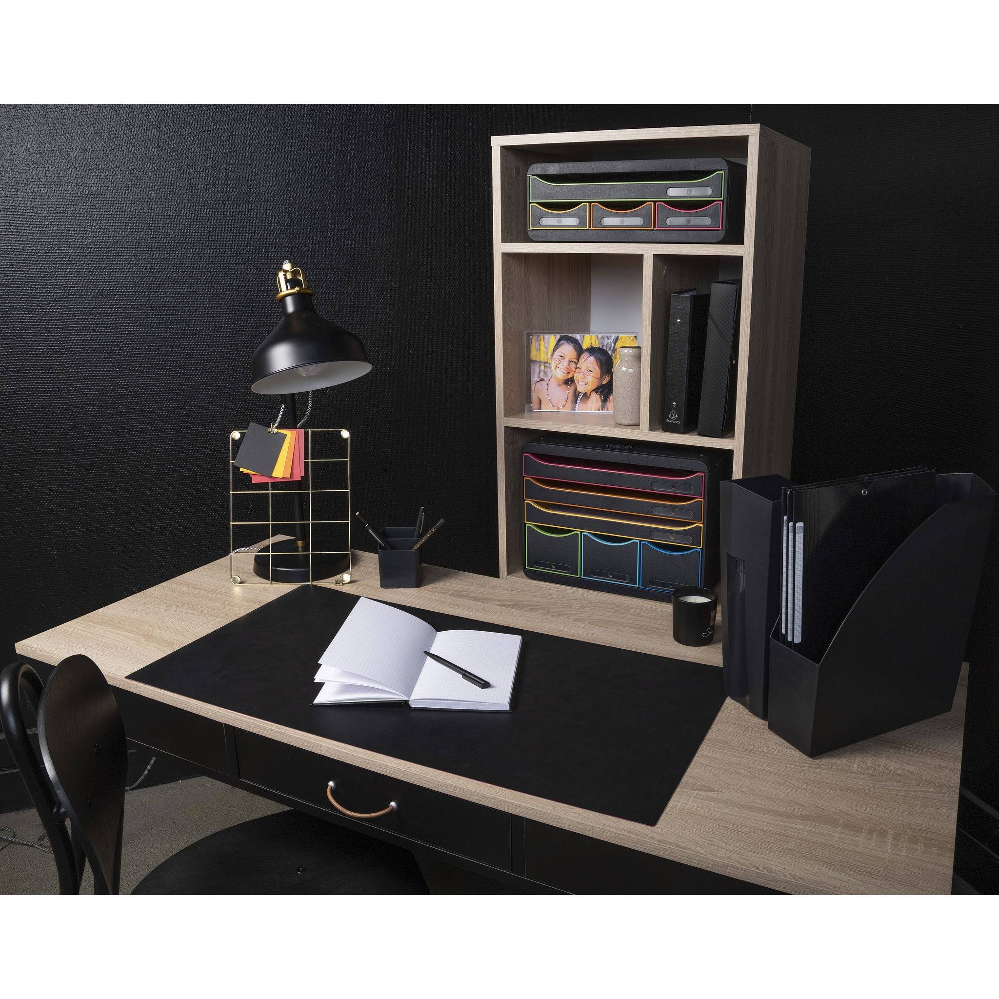 Exacompta Schubladenbox STOREBOX 6 offene Schubladen Schwarz/Harlekin 306914D