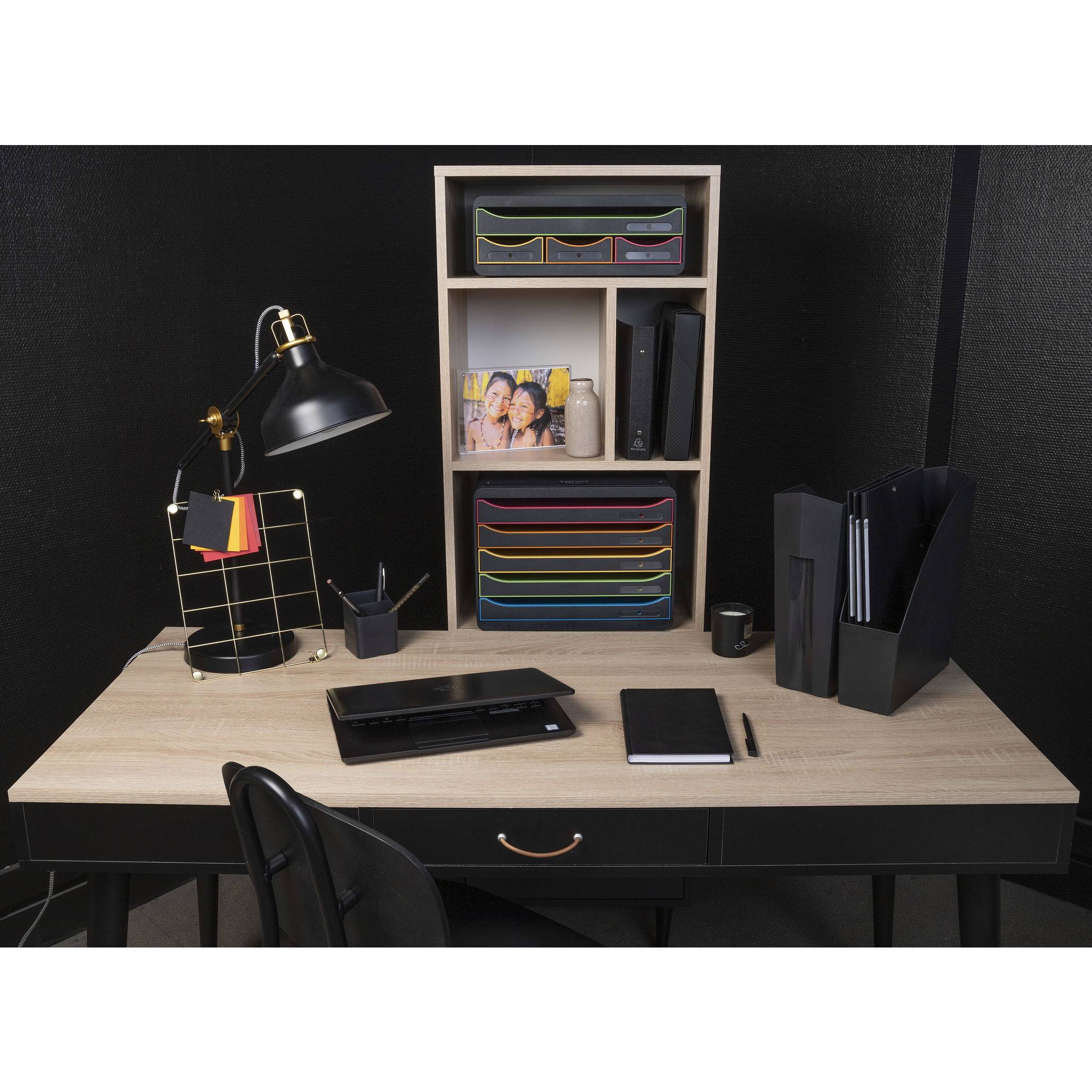 Exacompta TOOLBOX, Ablagemodul mit 4 Schubladen - Schwarz/Harlekin - 319914D