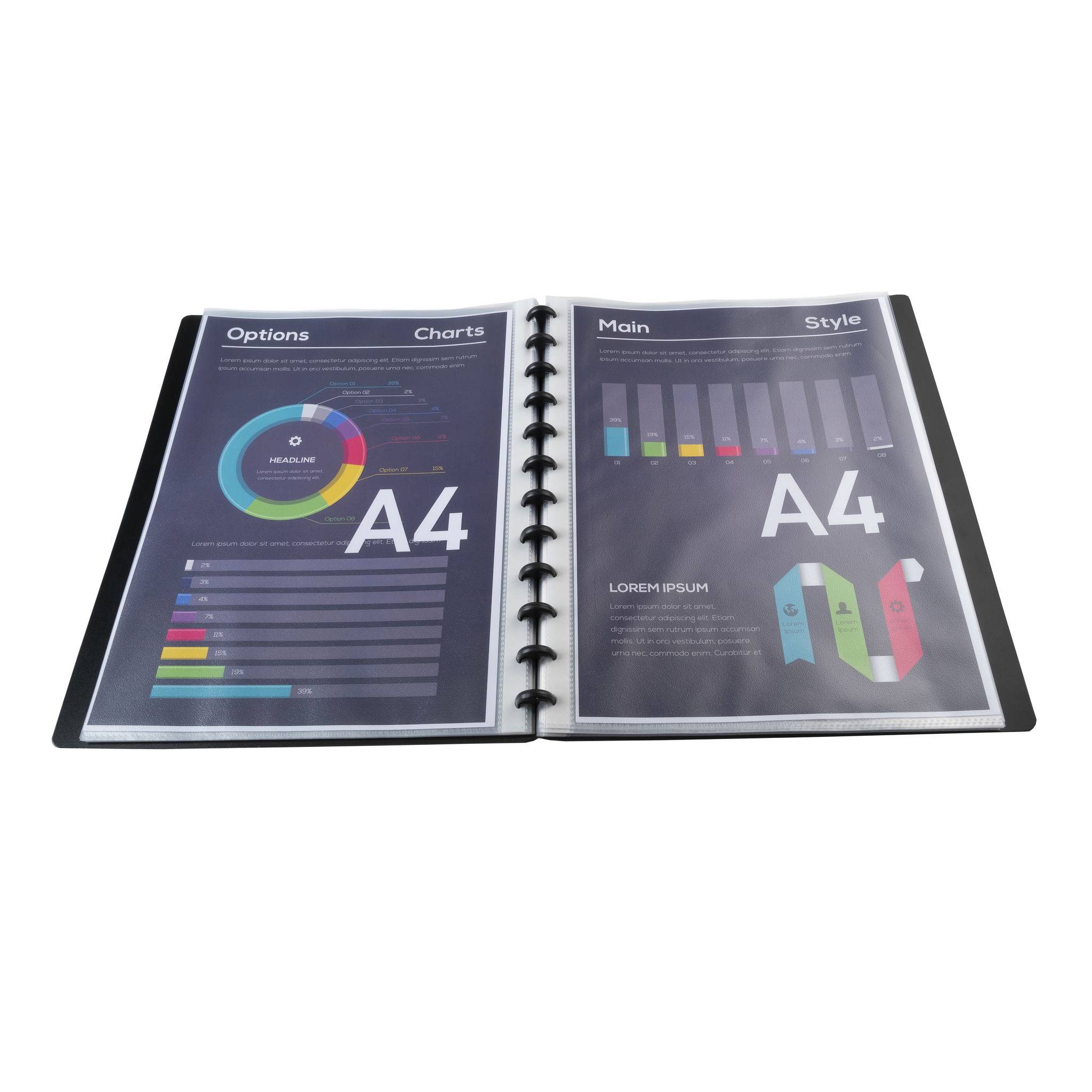 Exacompta 4x Sichtmappe PP 800µ, 30 herausnehmbare Hüllen, A4, Schwarz, 86351E