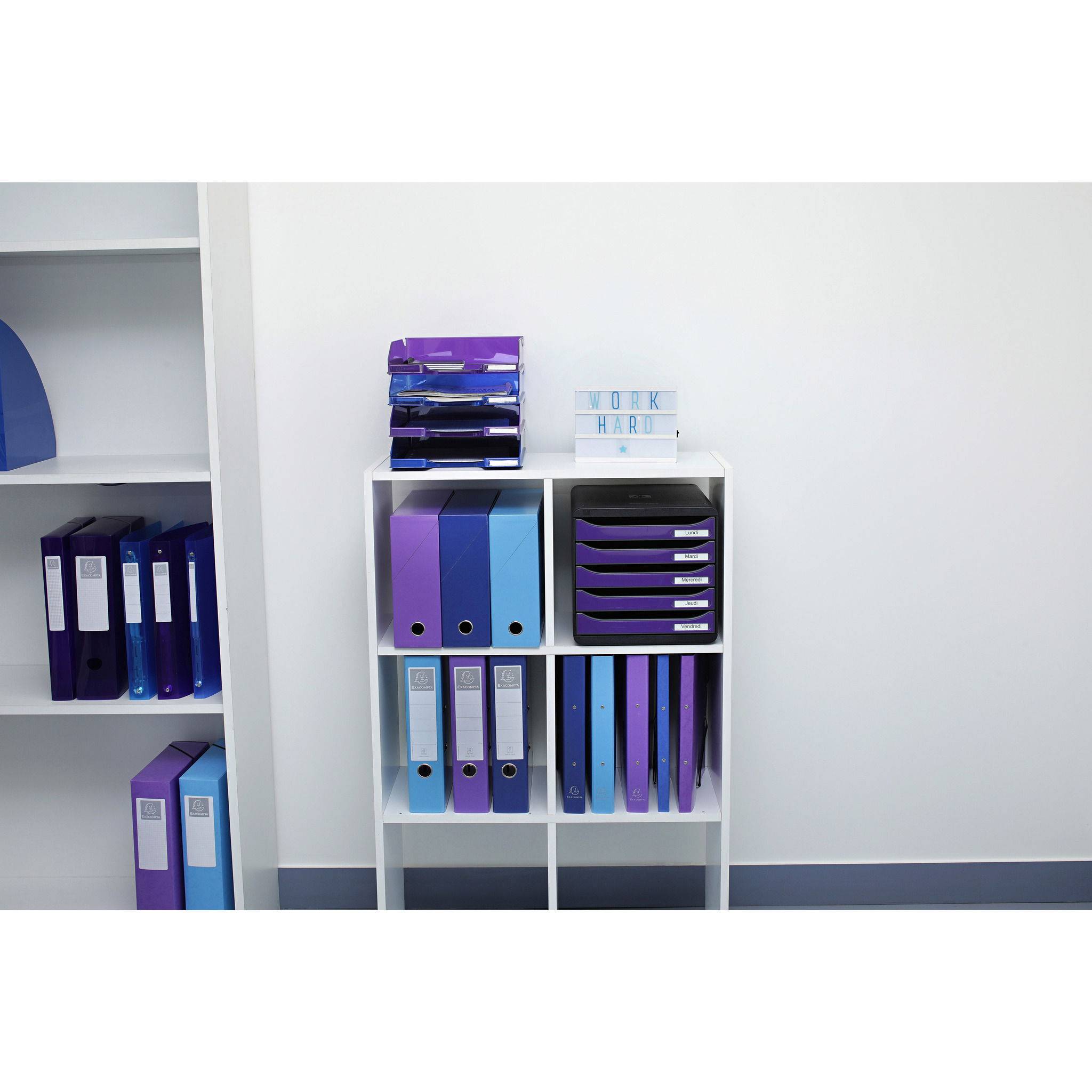 Exacompta 5x Transferbox Karton, Rücken 90mm, 25,5x34x9 cm A4, , Violett, 89926E