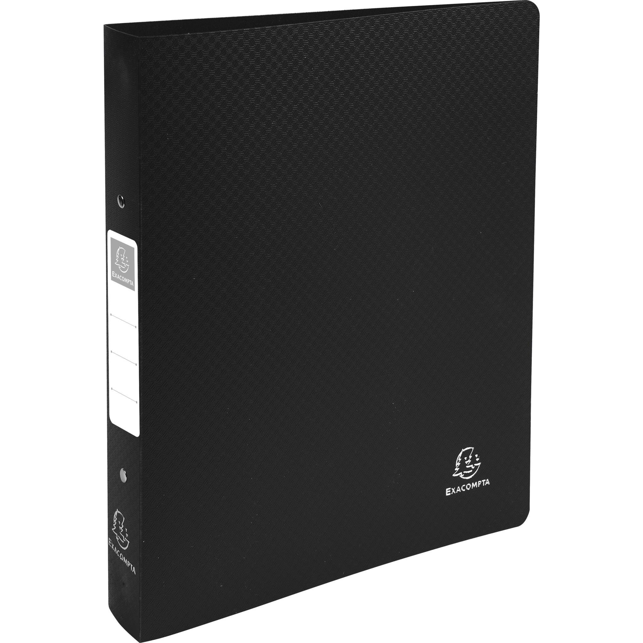 Exacompta 10x Ringbuch PP 1000µ 2Ring Rücken 40mm A4 Überbreite Schwarz 54391E
