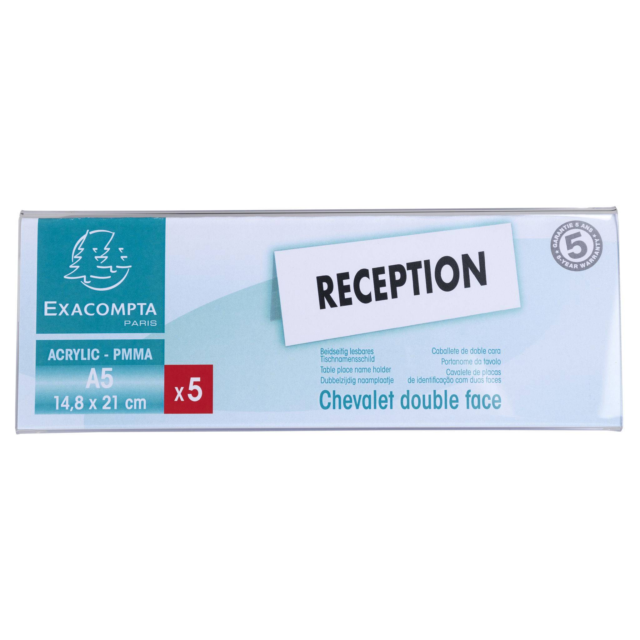 Exacompta 10x Set 10 Namensschildern für A5 beidseitig horizontal PMMA 85358D