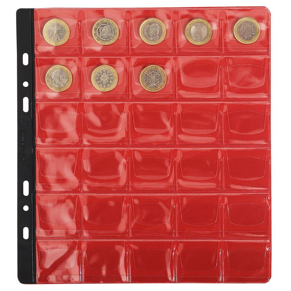 Exacompta 5x Pack 3 Münzenhüllen 30 Fächern Ø30mm 245x25cm Kristall 96003E