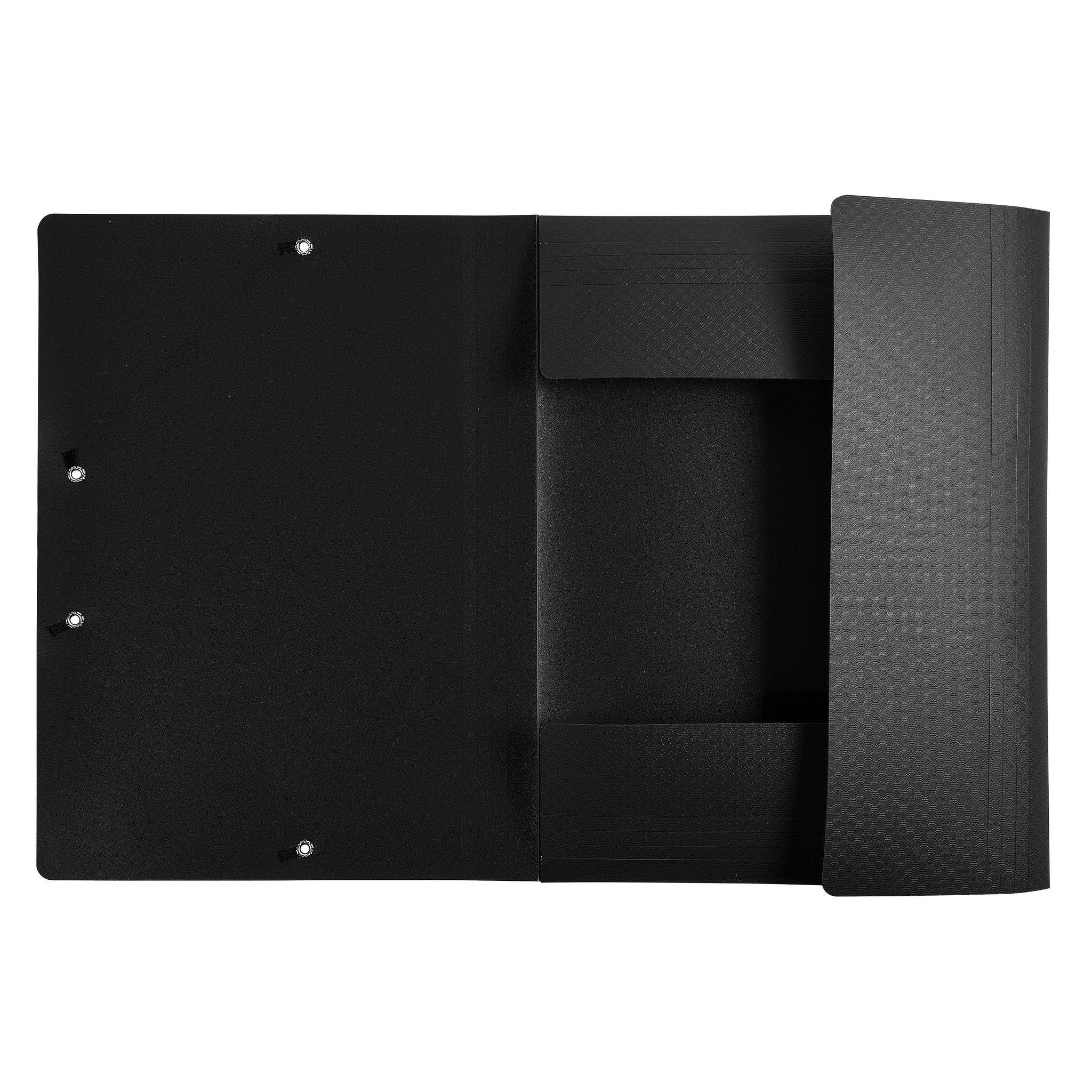 Exacompta 50x Sammelmappe A4 + 3 Klappen Gummizug PP Schwarz 55081E