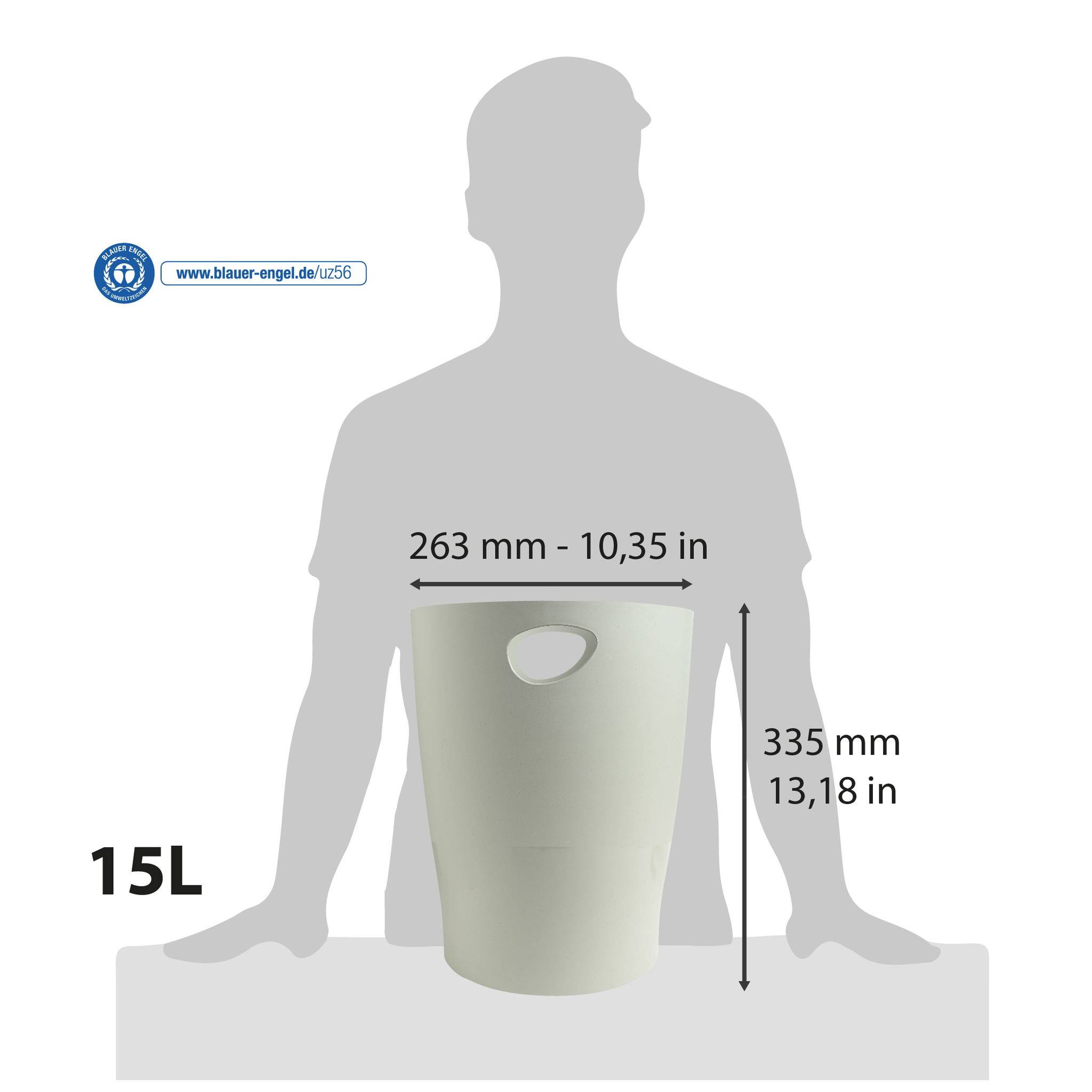 Exacompta 8x Papierkorb ECOBIN, 15 Liter, Office - Grau - 45306D