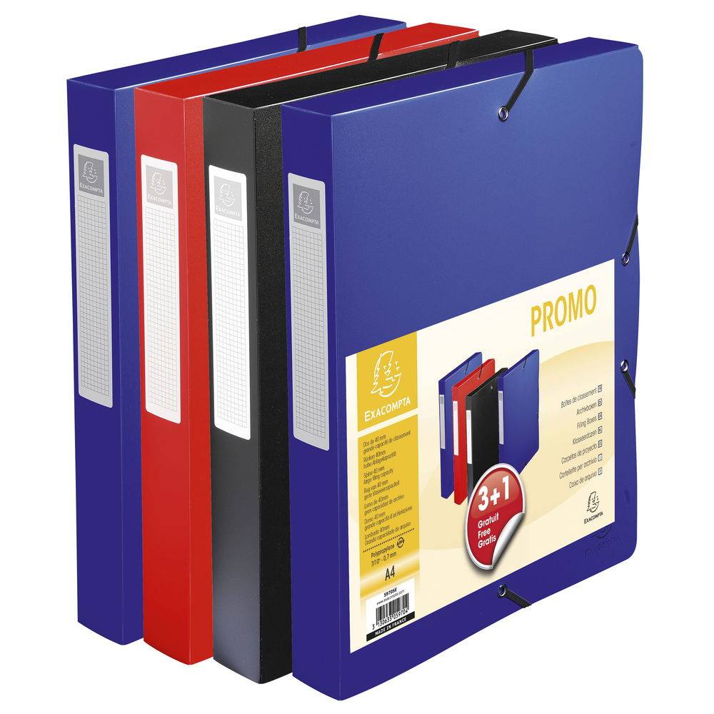 Exacompta 8x Archivbox PP 700µ blickdicht, Rücken 40mm, A4, Hellblau, 59782E