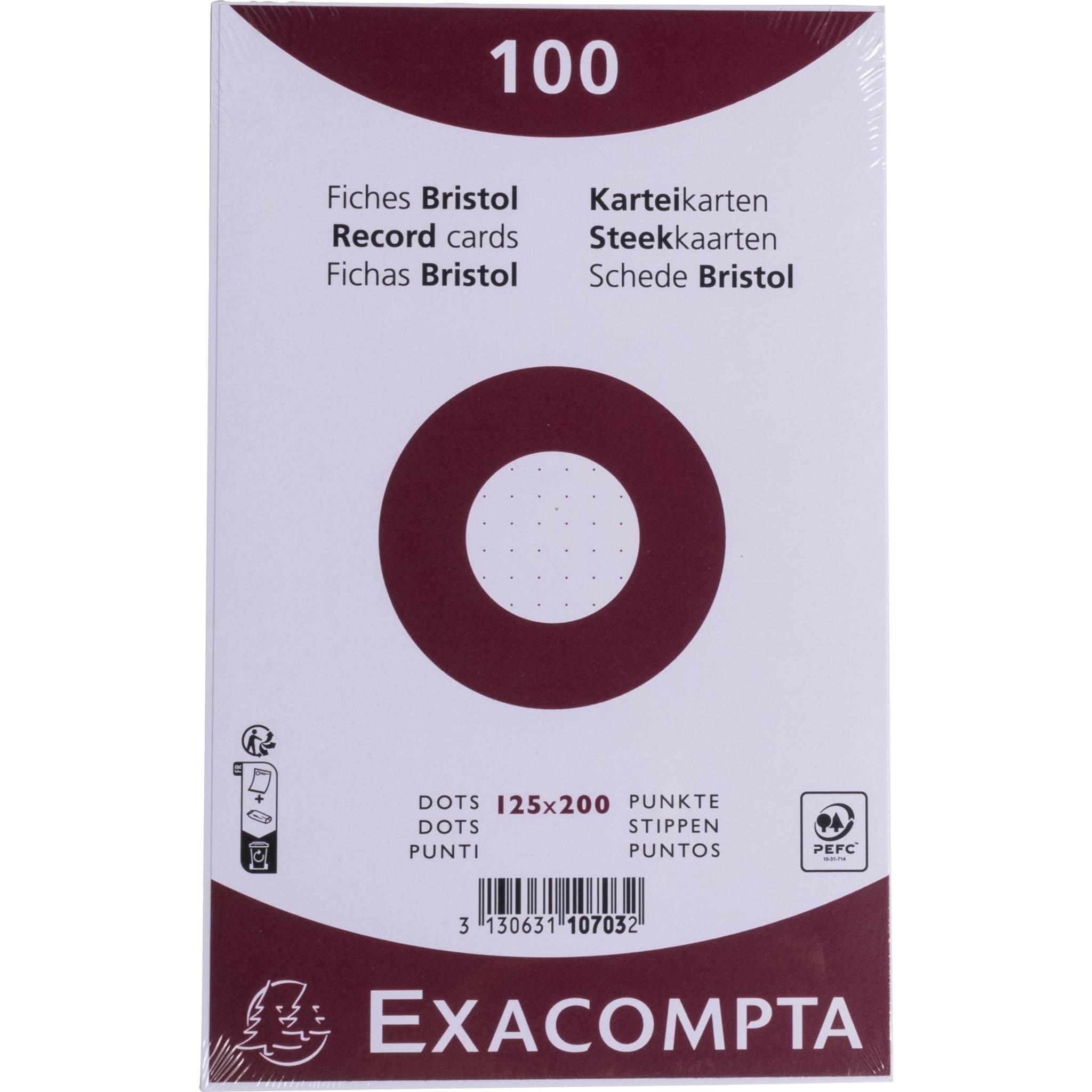 Exacompta 12x Karteikarten 125x200mm dots 100 Stück eingeschweißt Weiß 10703E