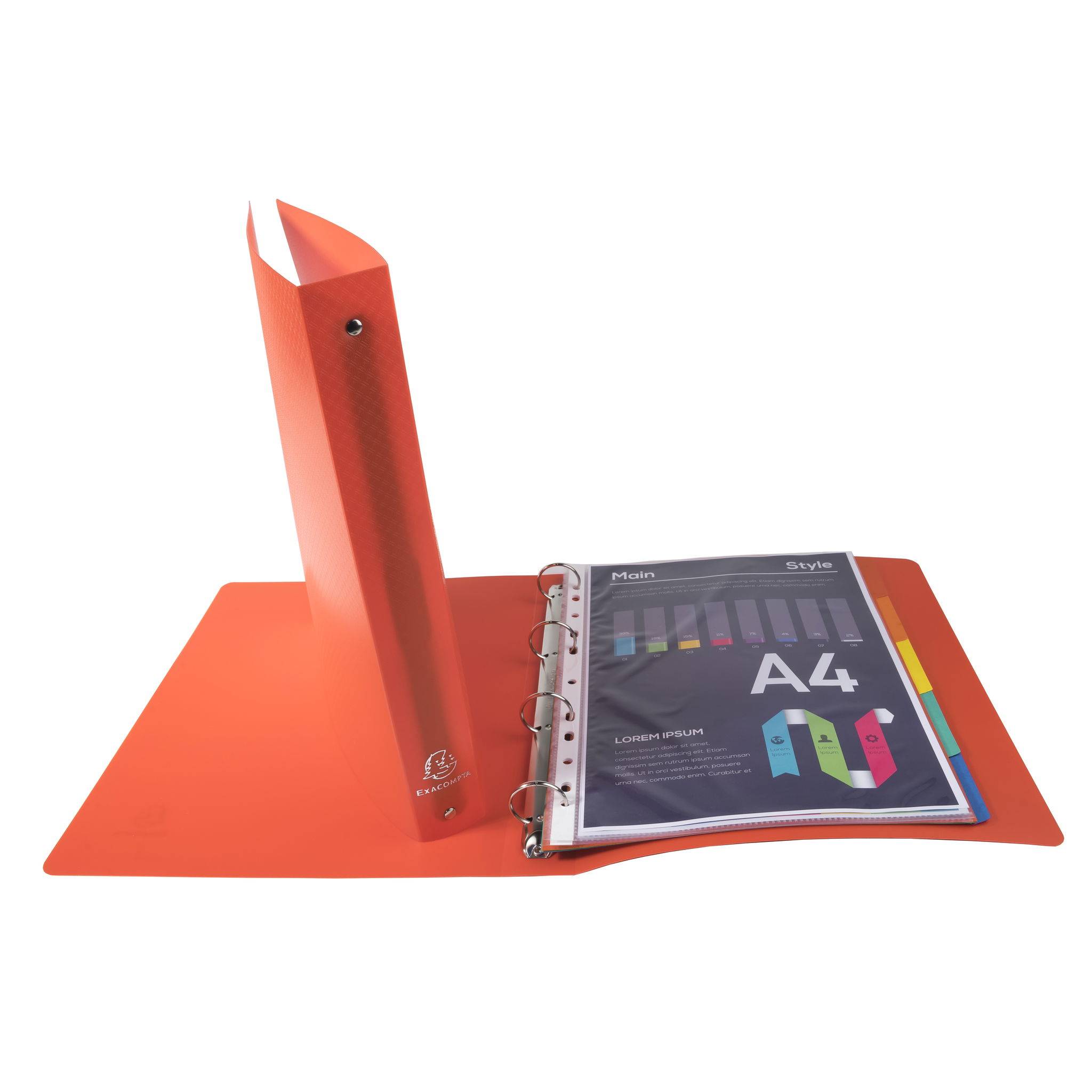 Exacompta 20x Ringbuch PP 700µ 4 Ringen Rücken 40mm A4 Überbreite Rot 512805E