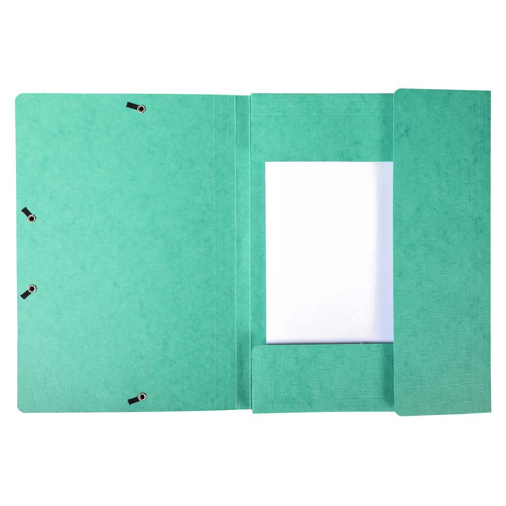 Exacompta 50x Sammelmappe + Gummizug, 3 Klappen Karton, 425g/qm A4, Grün, 55753E