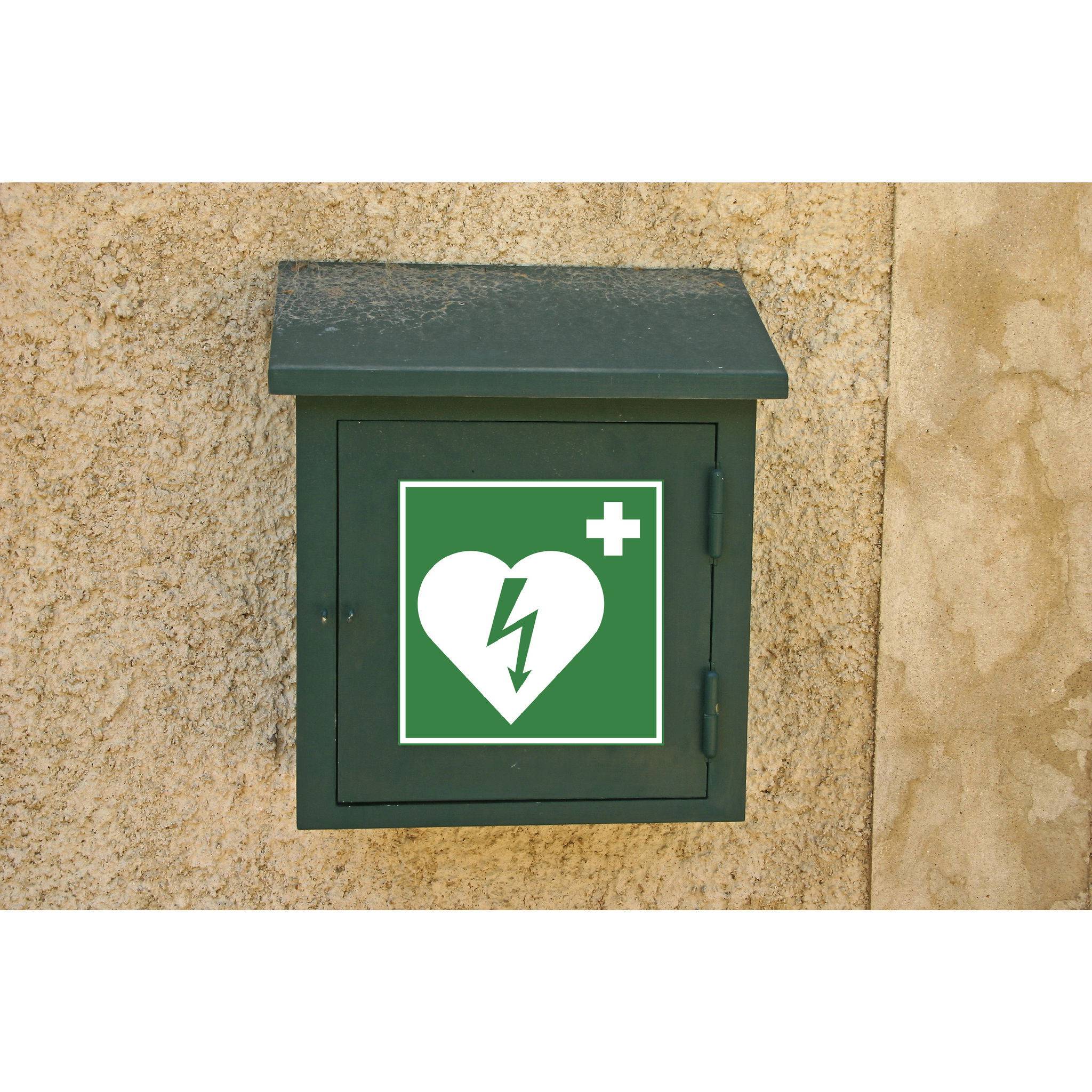 Exacompta Hinweisschild Defibrillator PVC selbstklebend 20x20 cm Grün 67008E