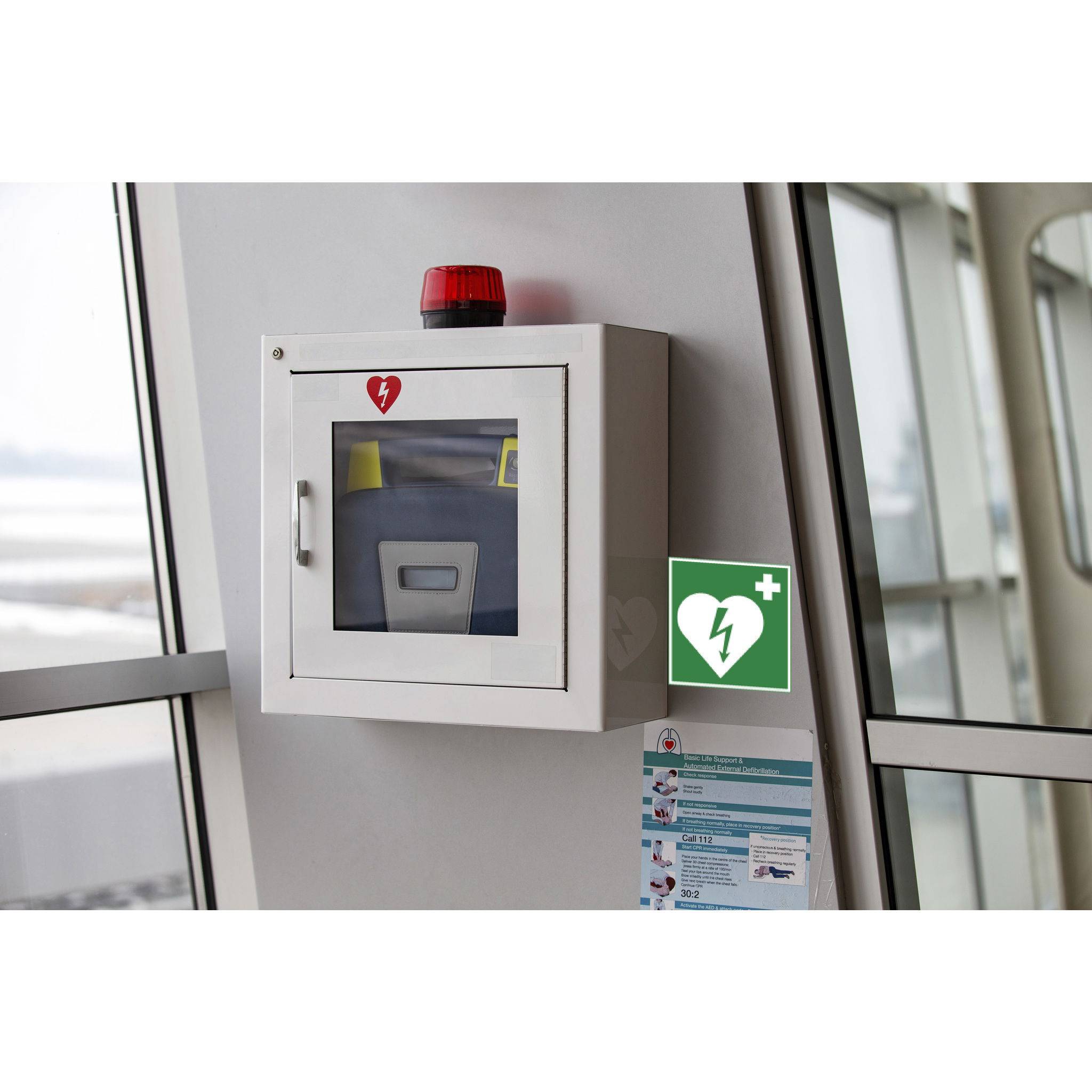 Exacompta Hinweisschild Defibrillator PVC selbstklebend 20x20 cm Grün 67008E
