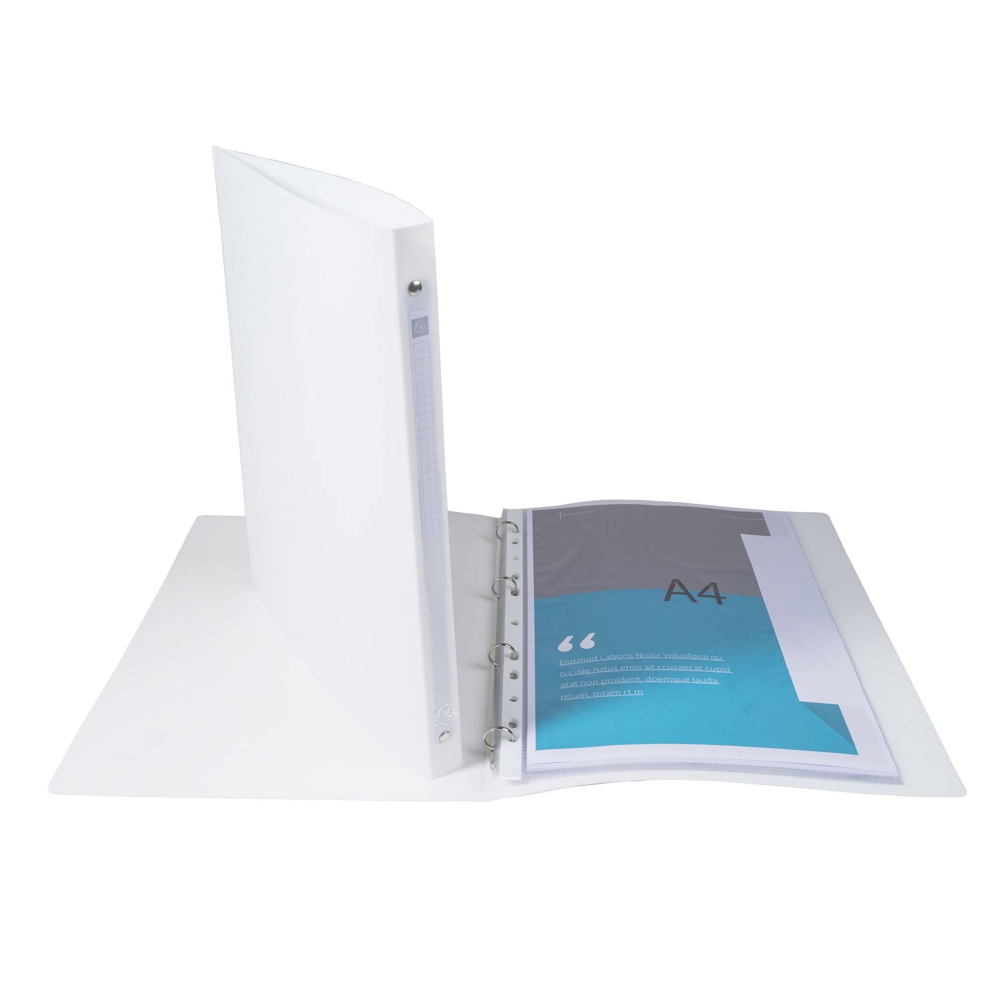 Exacompta 20x Ringbuch PP 500µ 4 Ringen Rücken 20mm A4 Weiß 51185E