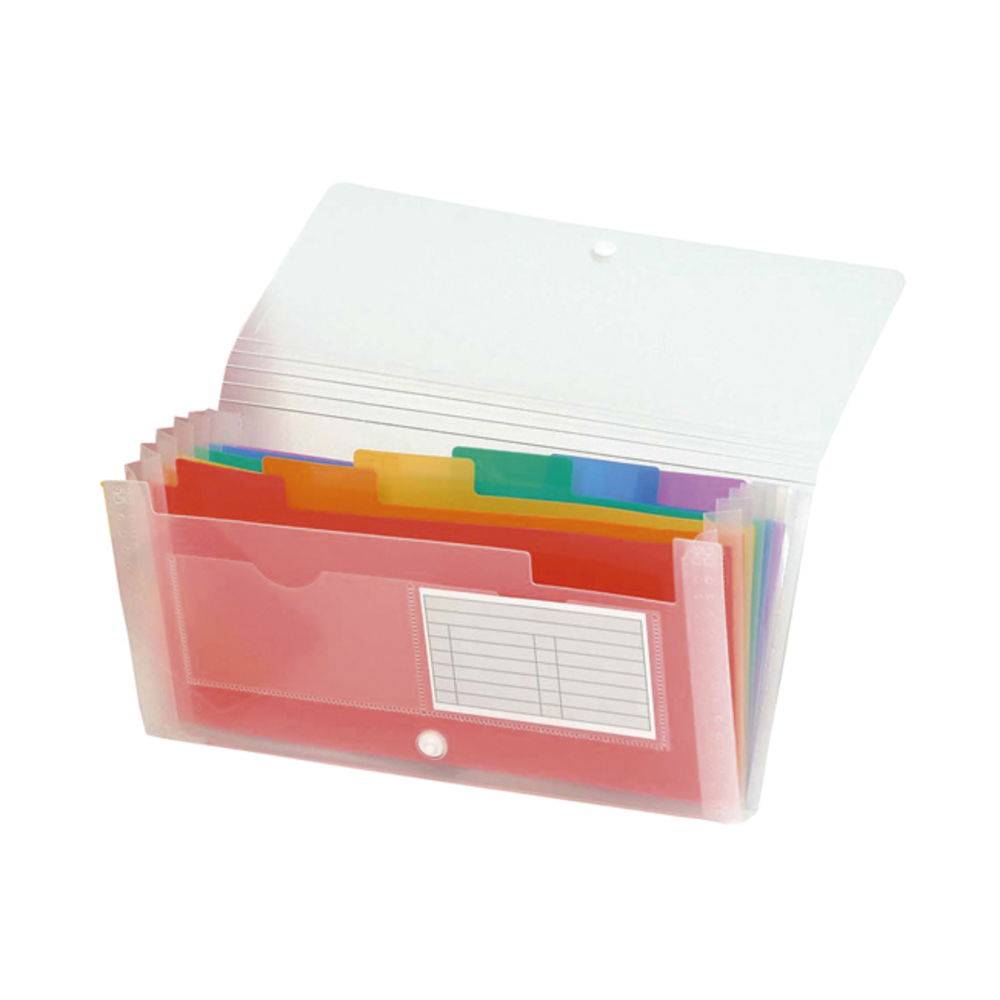 Exacompta 5x Fächermappe Griff 7 farbigen Fächern 260x140 mm Kristall 55398E