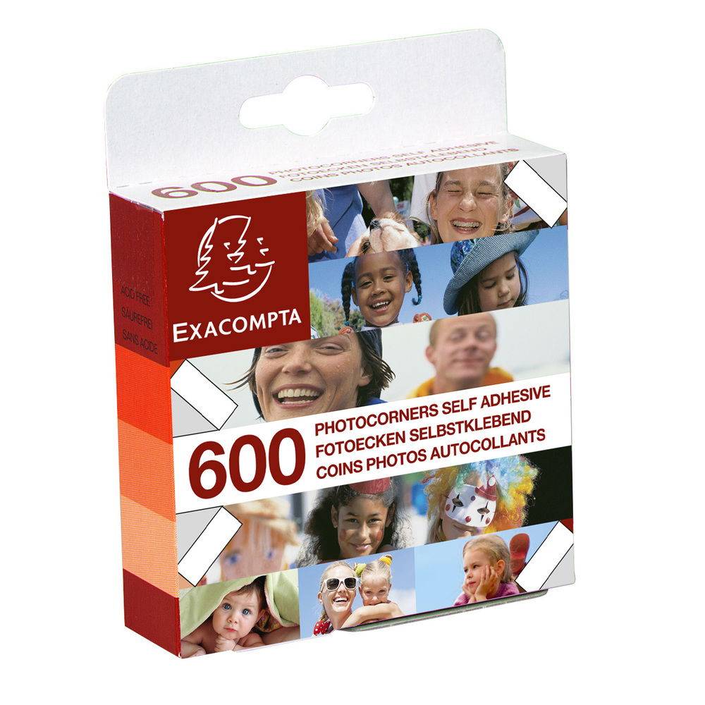 Exacompta 10x Packung mit 600 selbstklebenden Fotoecken - Kristall - 12990E