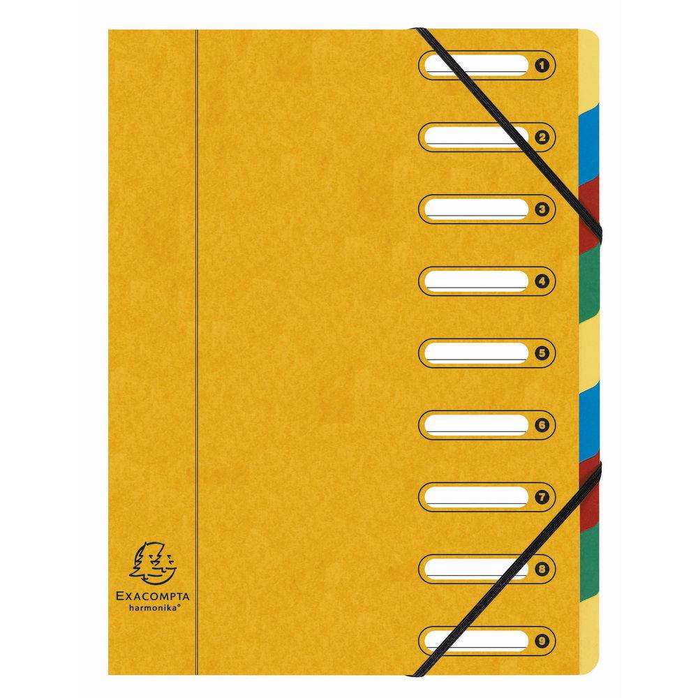 Exacompta 6x Ordnungsmappe HARMONIKA Gummizug Karton 9 Fächer A4 sortiert 5309E