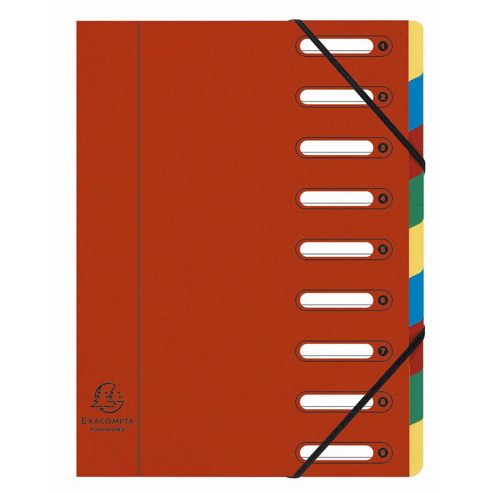 Exacompta 6x Ordnungsmappe HARMONIKA Gummizug Karton 9 Fächer A4 sortiert 5309E