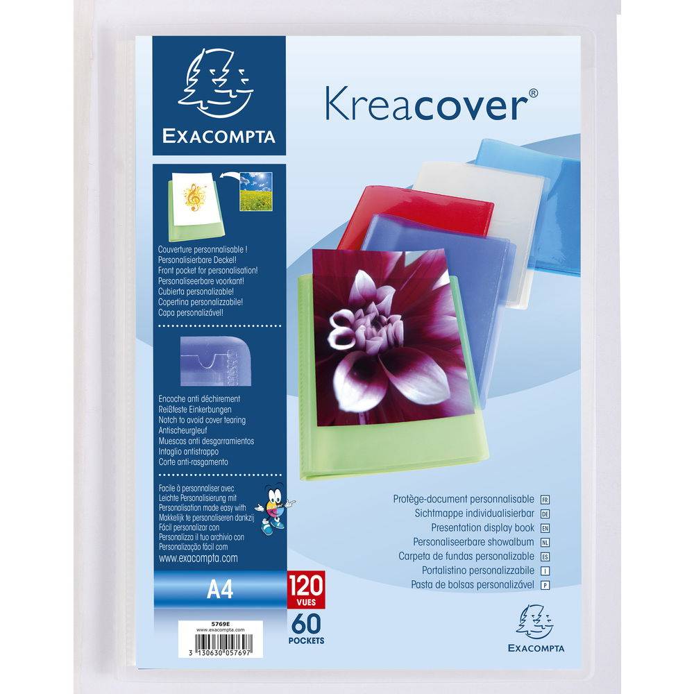Exacompta 10x Sichtmappe PP 500µ + 60 Hüllen Kreacover , A4, sortiert, 5769E